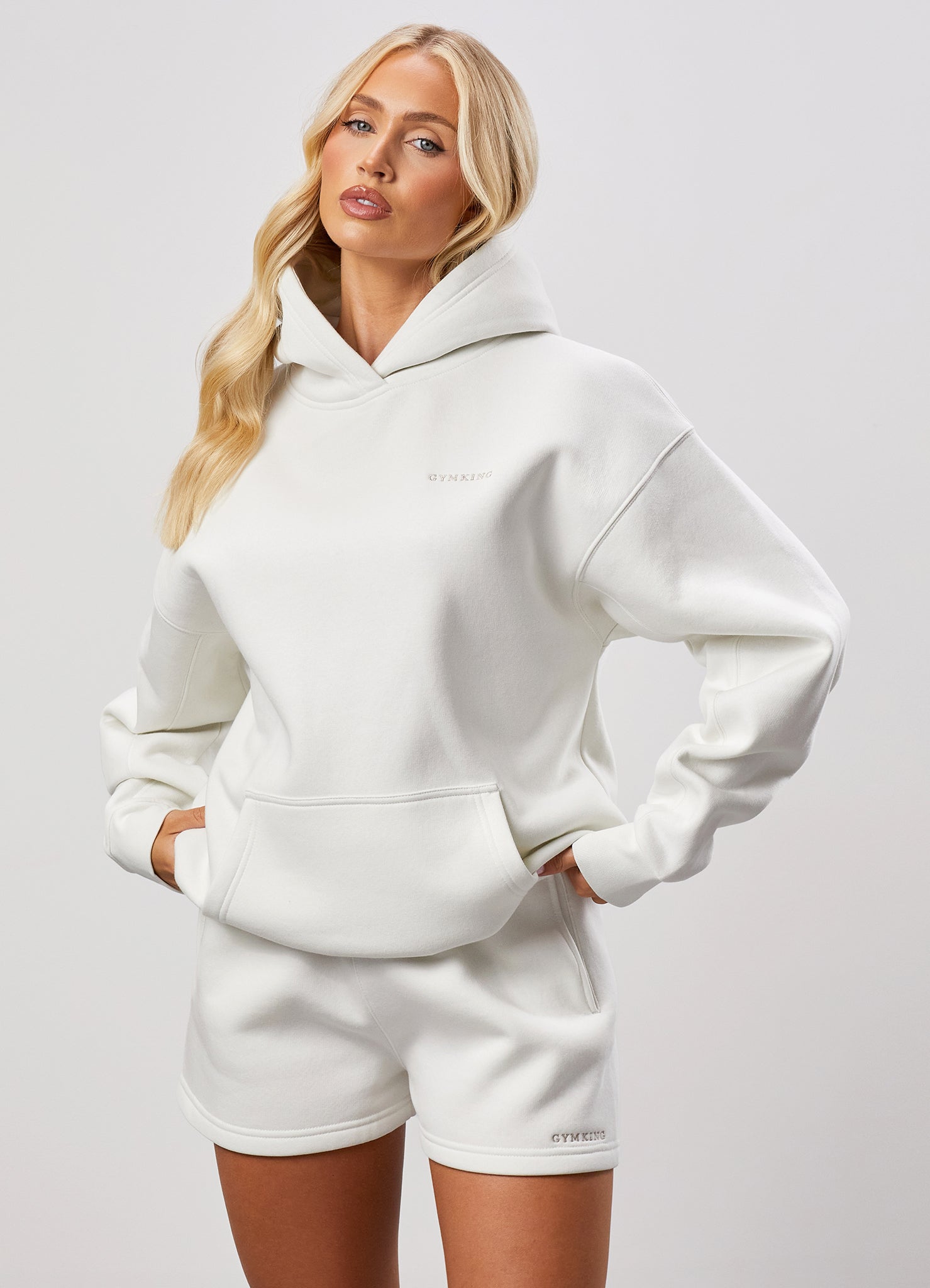 Gym King 365 Relaxed Fit Fleece Hoodie - Cream 6