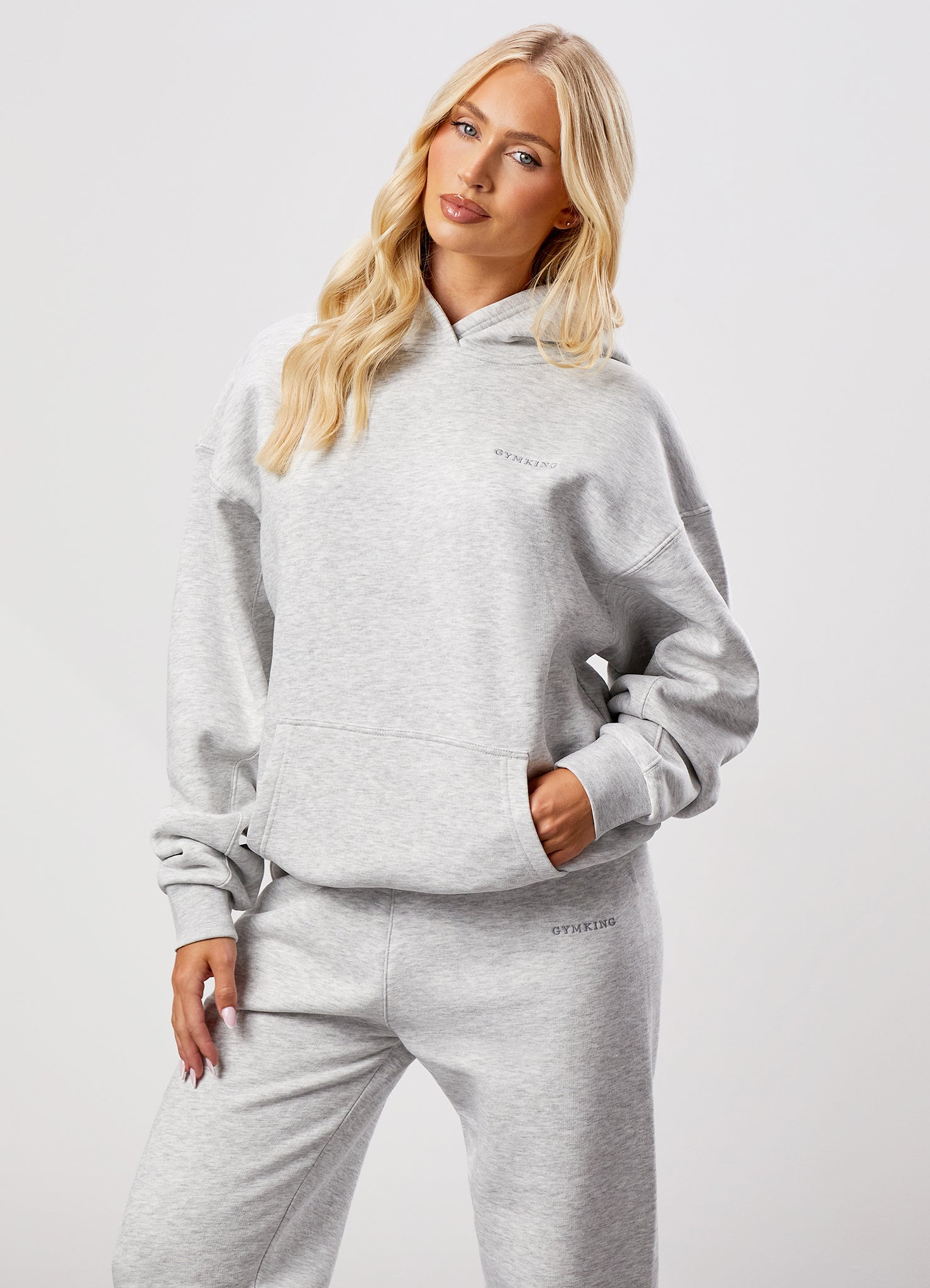 Gym King 365 Relaxed Fit Fleece Hoodie - Snow Marl 6