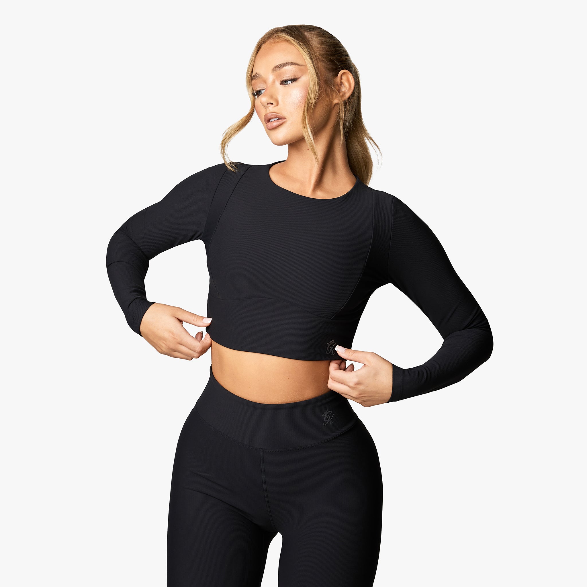 Gym King Align LS Crop Tee - Black 8