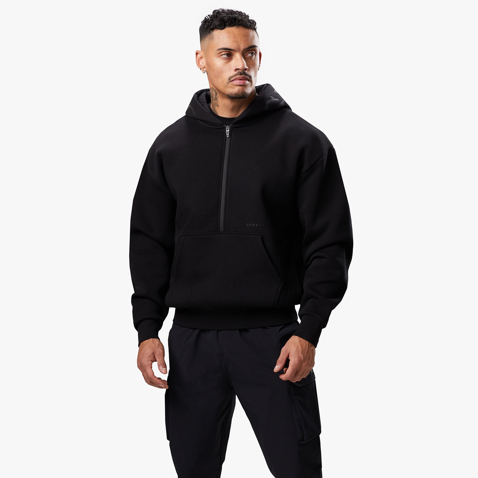 Gym King Alpha 1/2 Zip Hood - Black Xs