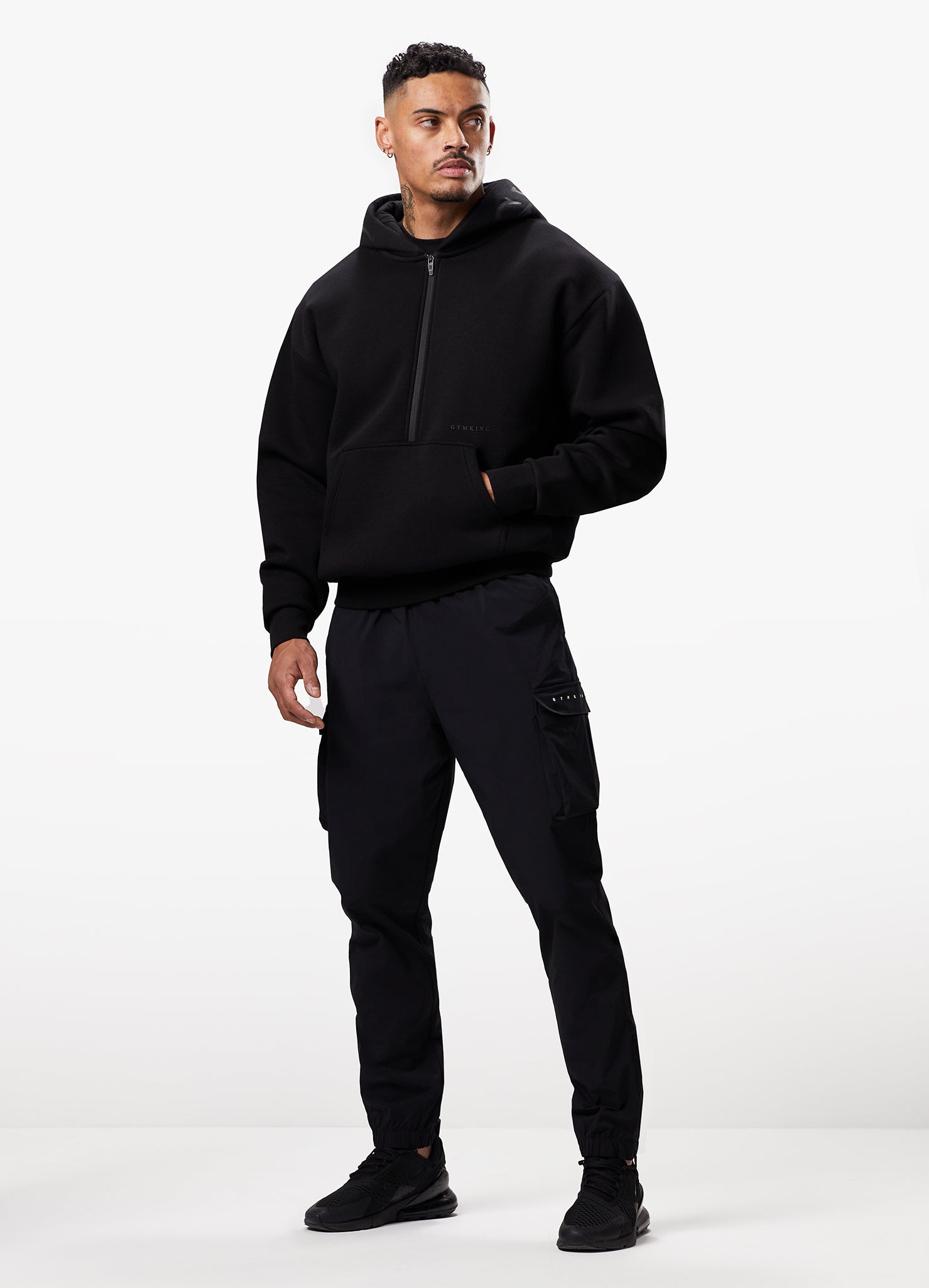 Gym King Alpha 1/2 Zip Hood - Black Xs