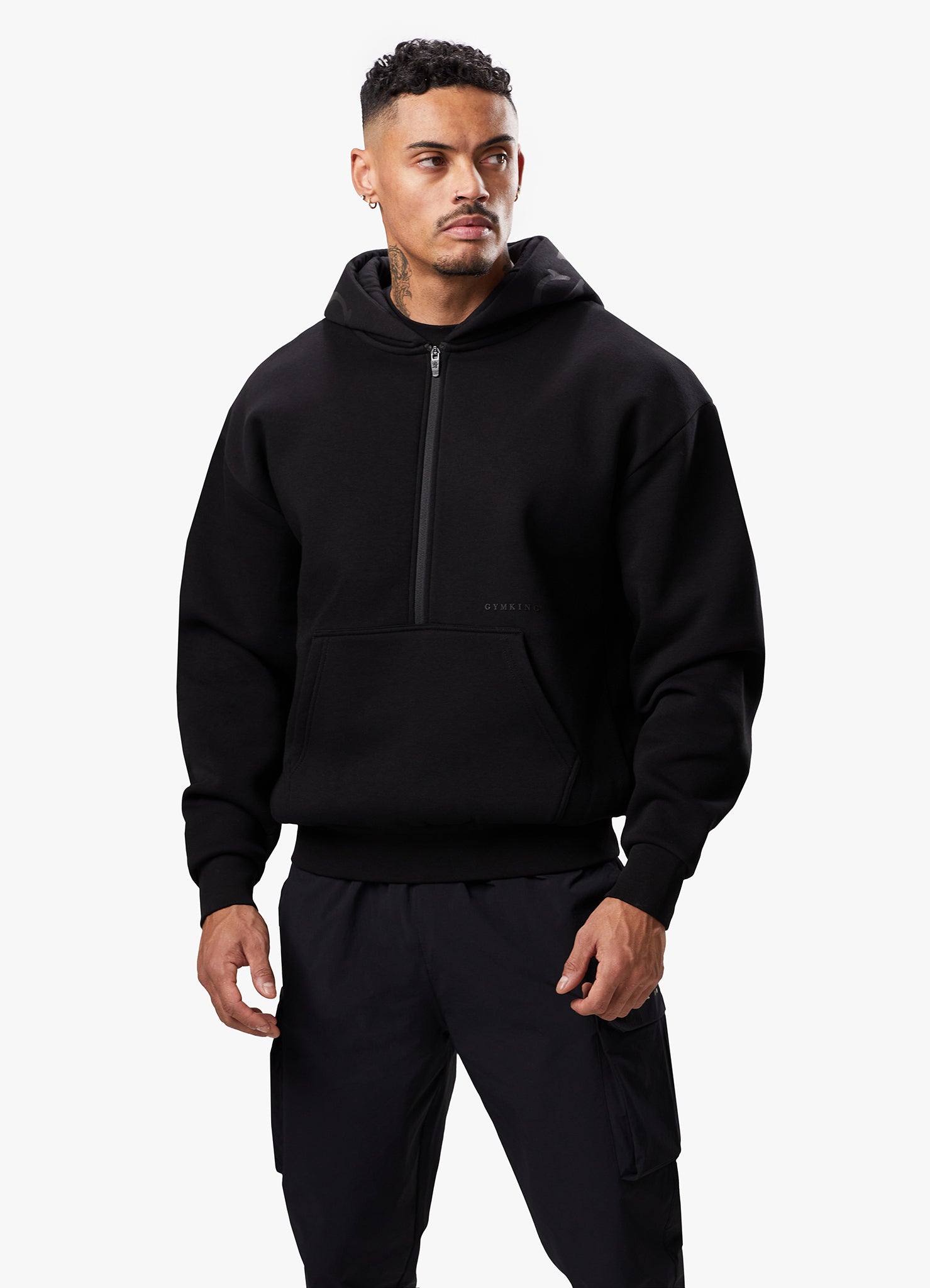 Gym King Alpha 1/2 Zip Hood - Black Xs