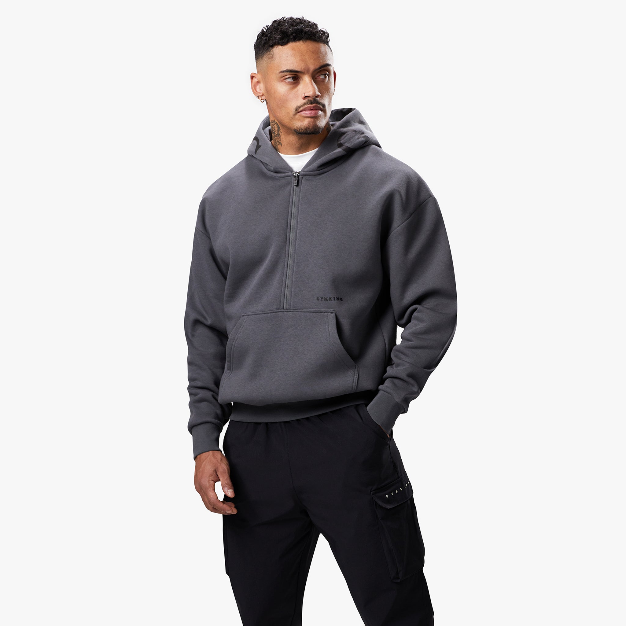 Gym King Alpha 1/2 Zip Hood - Graphite Xs