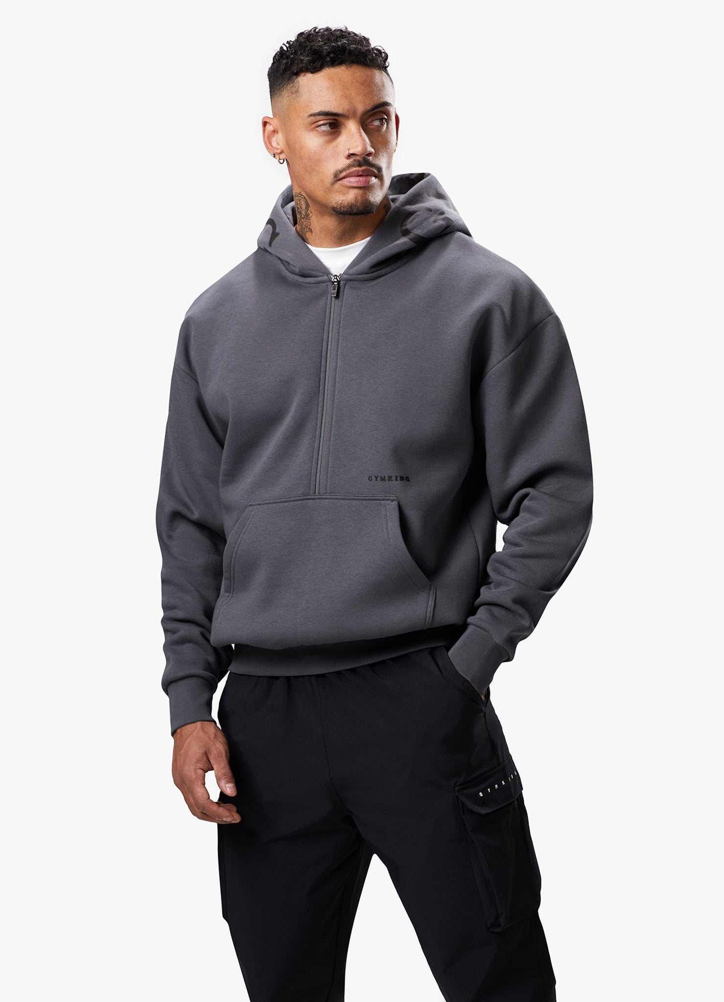 Gym King Alpha 1/2 Zip Hood - Graphite Xs