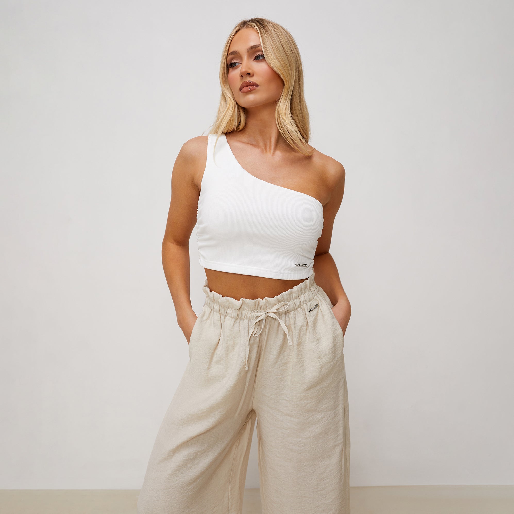 Gym King Asymmetric Crop - White 6