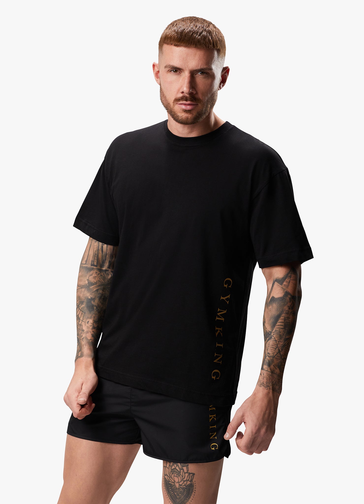 Gym King Blaze Jersey Tee - Black/Gold Xs