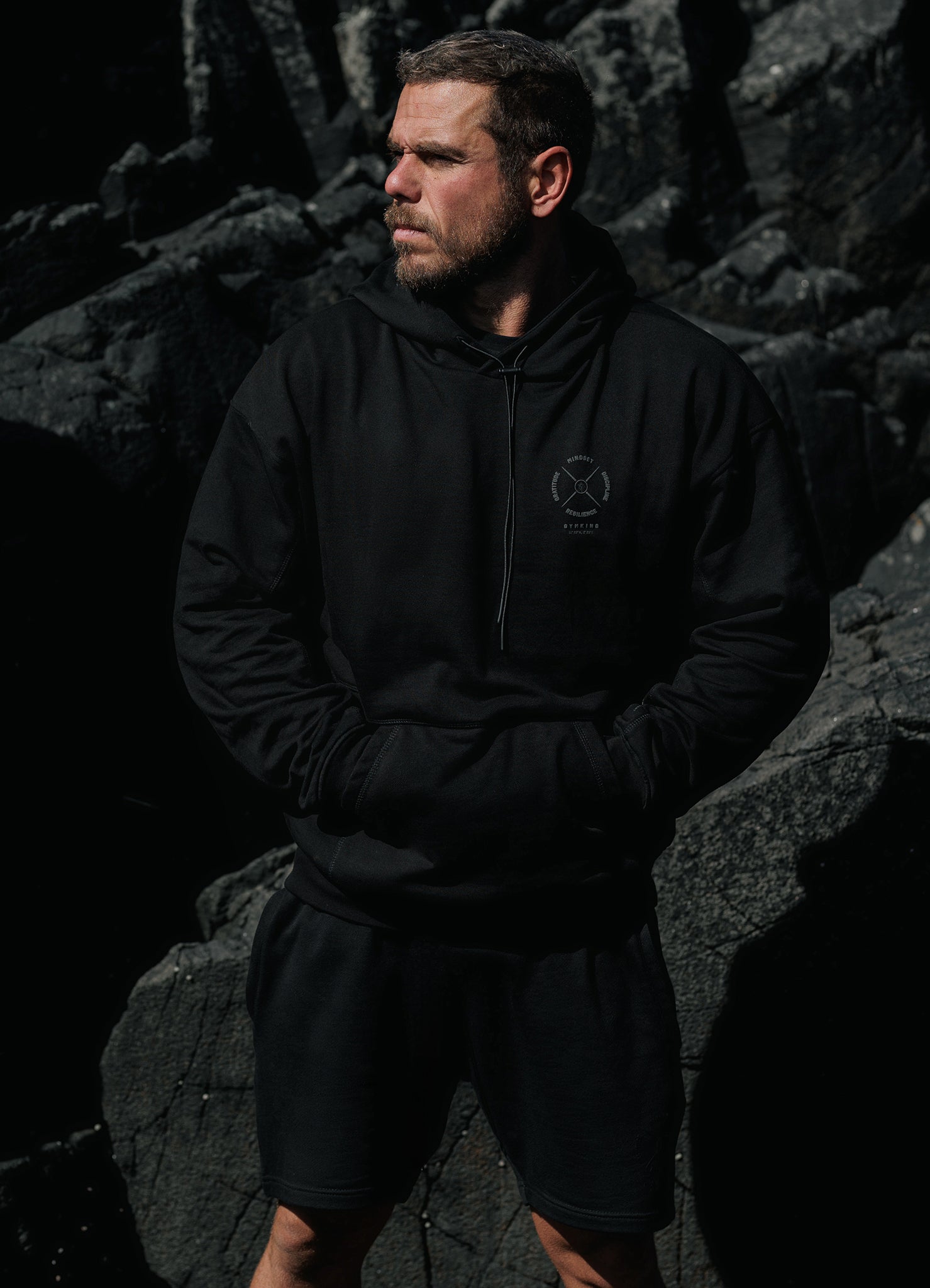 Gym King Compass Hood - Black Xs