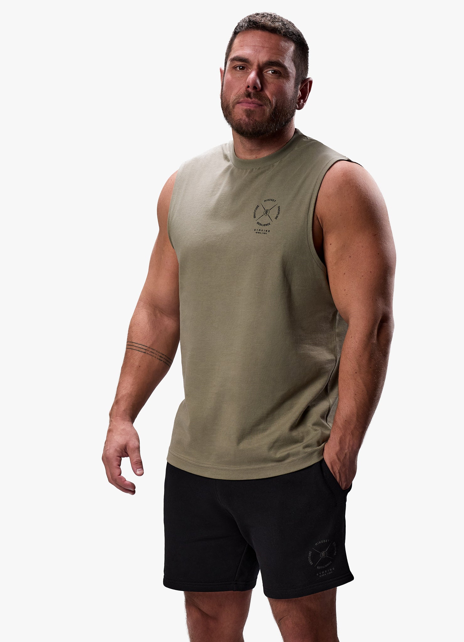 Gym King Compass Tank - Deep Khaki S