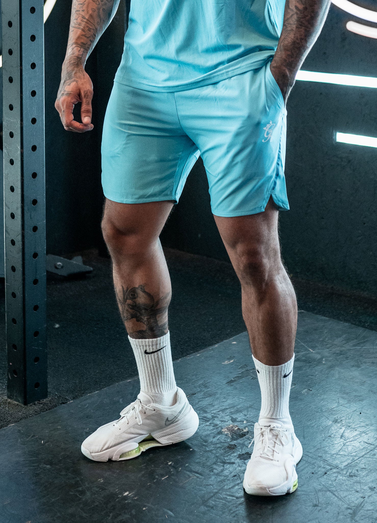 Gym King Contrast Flex 6" Short - Aqua/Blue M