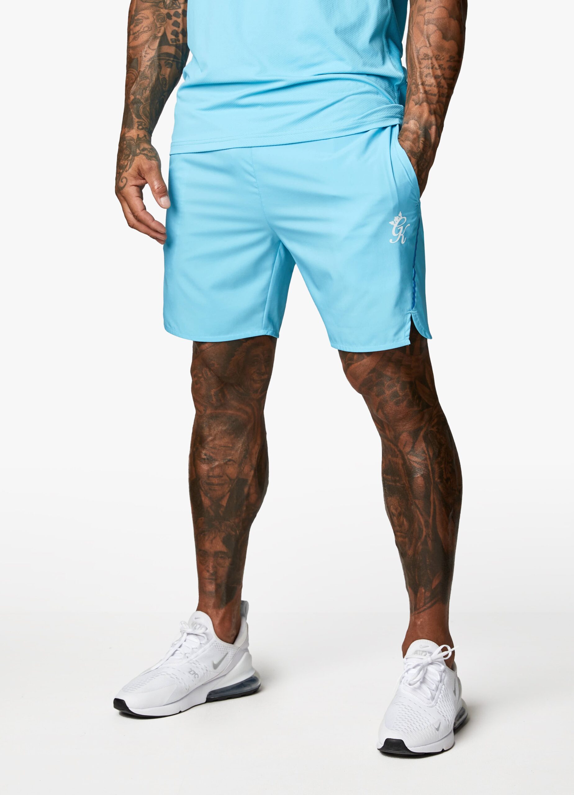 Gym King Contrast Flex 6" Short - Aqua/Blue M