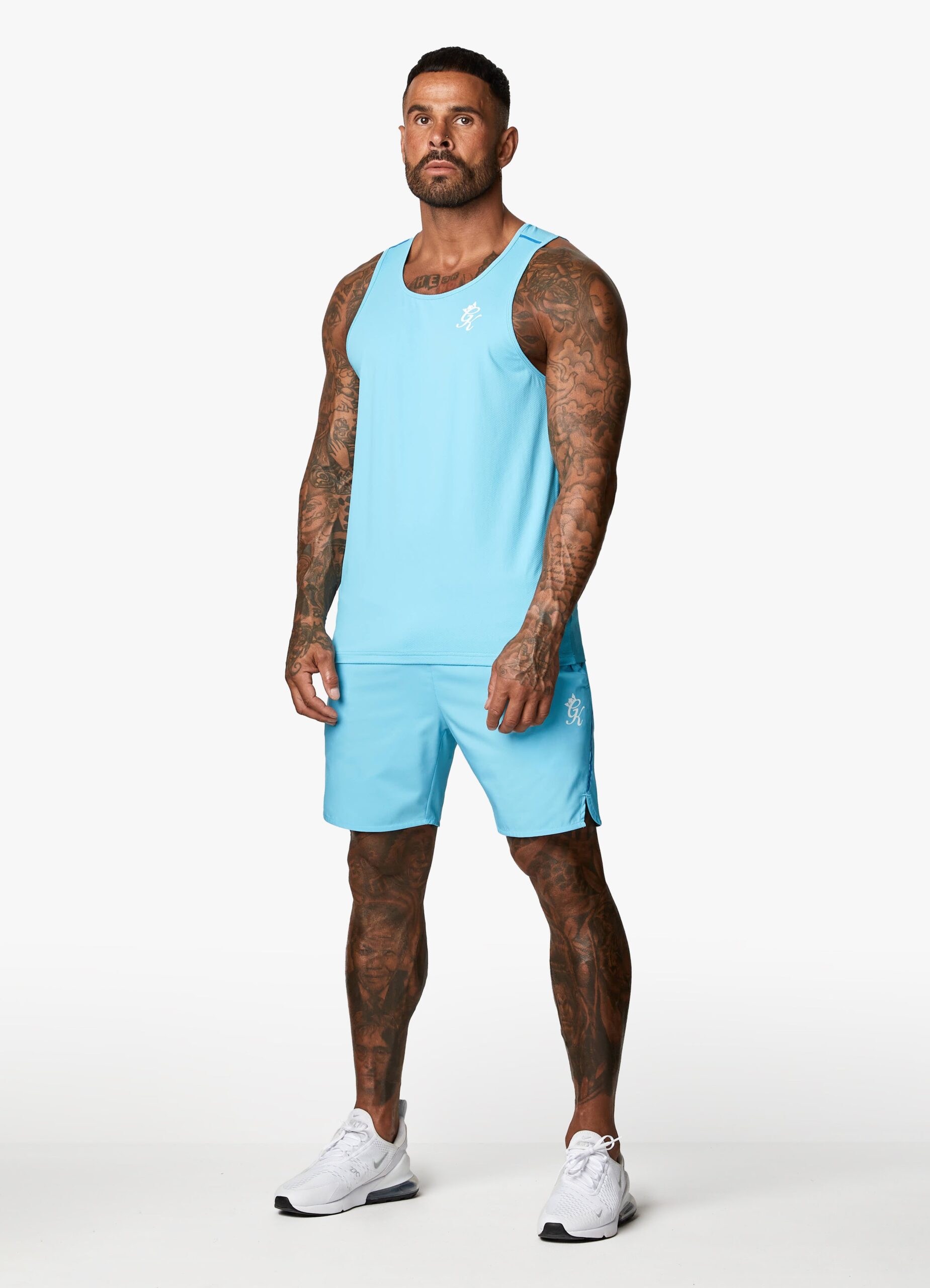 Gym King Contrast Flex 6" Short - Aqua/Blue M