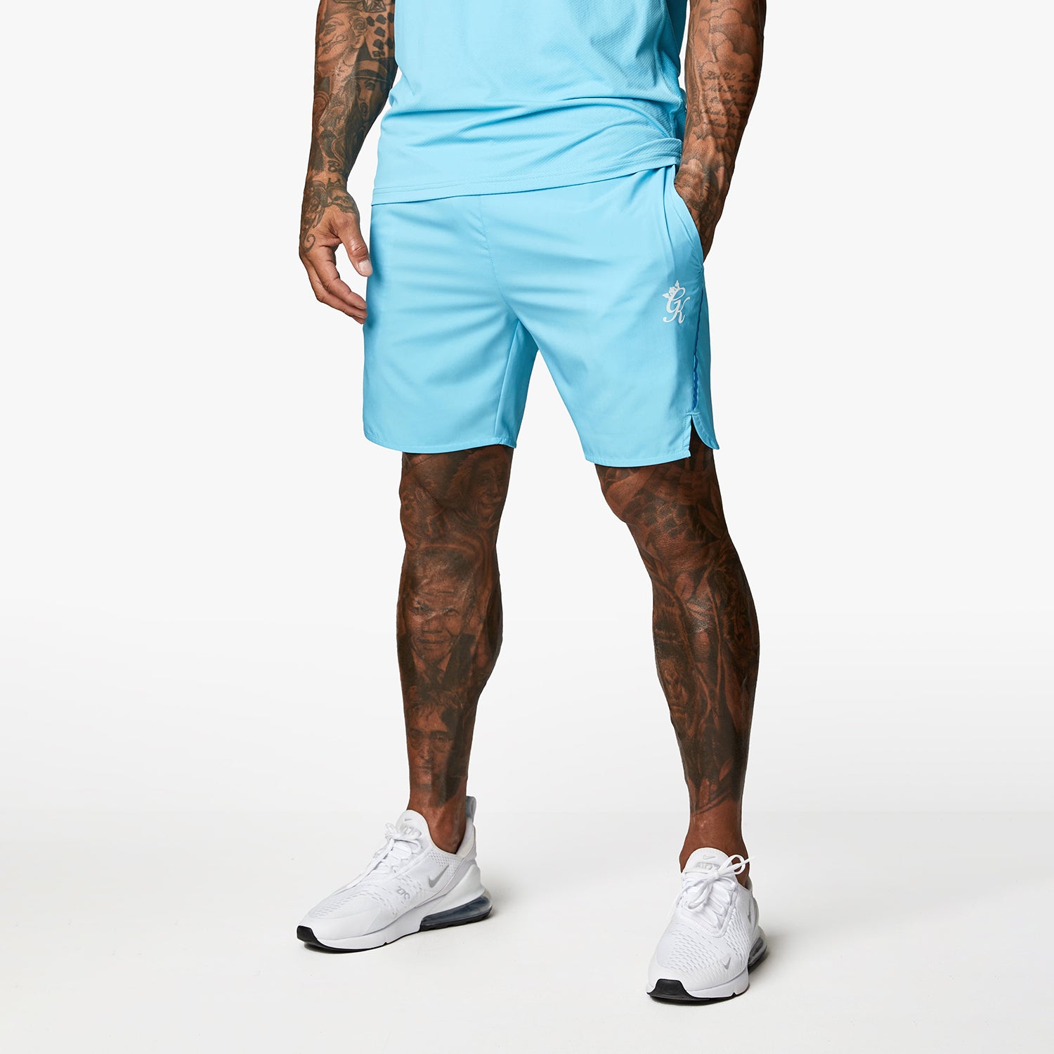 Gym King Contrast Flex 6" Short - Aqua/Blue M