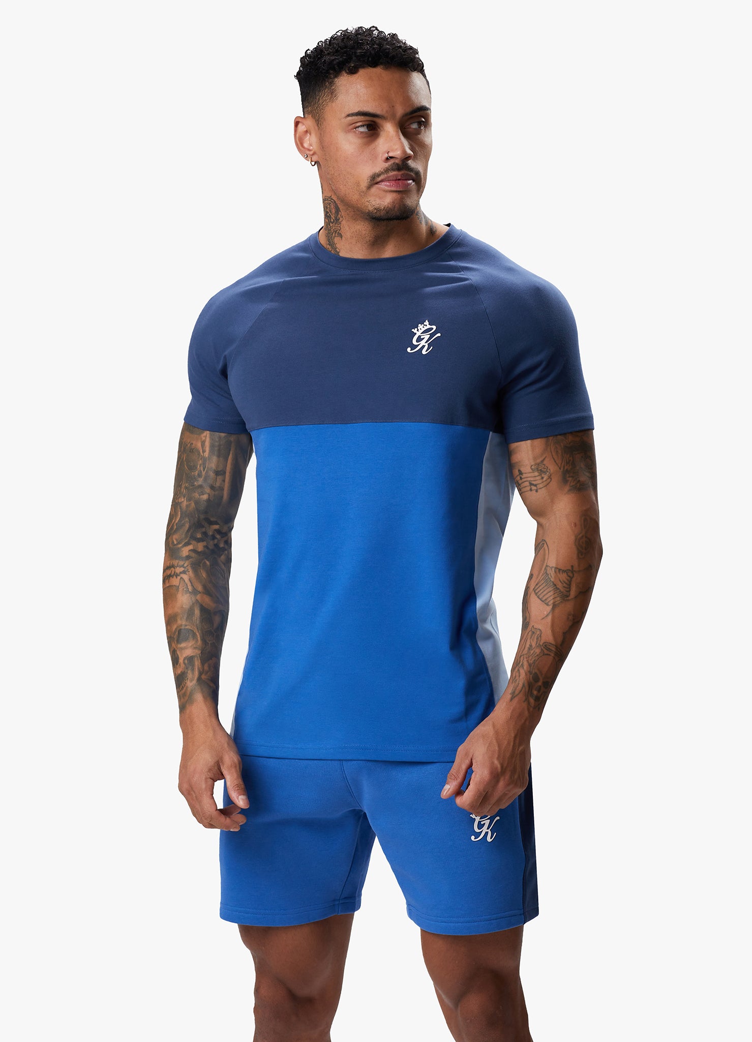 Gym King Contrast Panel Jersey Tee - Riviera Blue/Sky Blue Xl