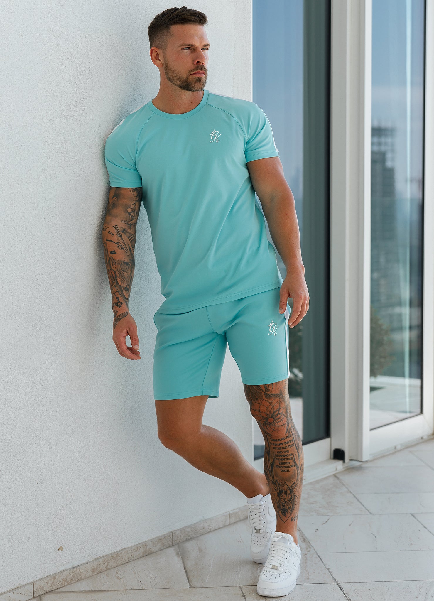 Gym King Core Plus Poly Short - Aqua Blue M