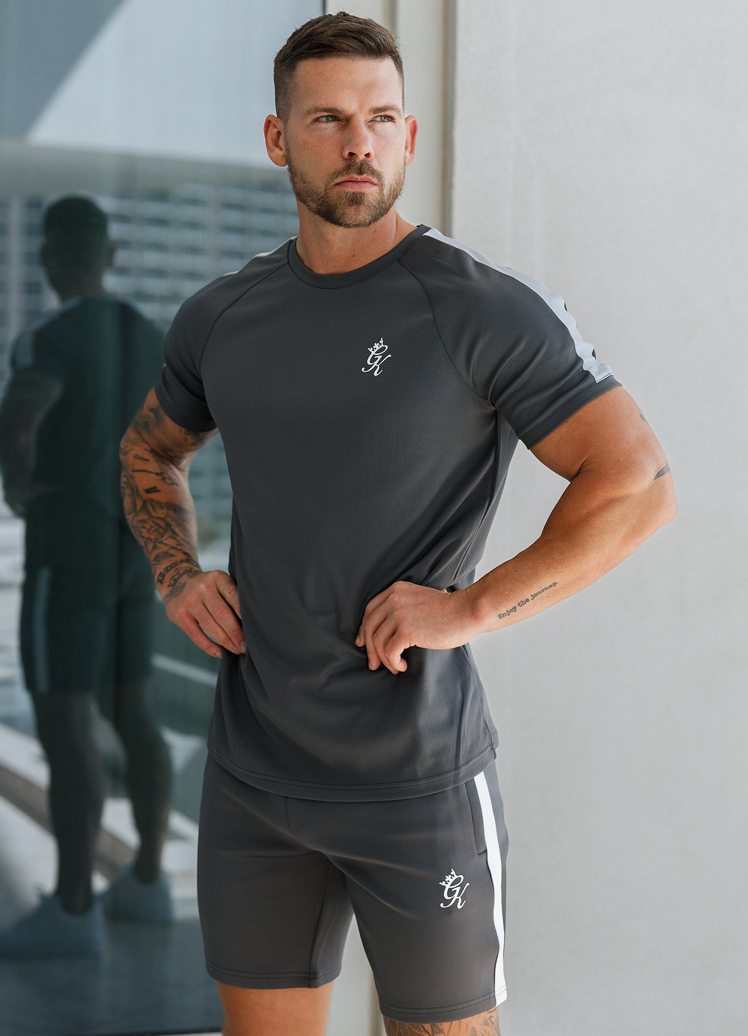 Gym King Core Plus Poly Tee - Graphite Xs