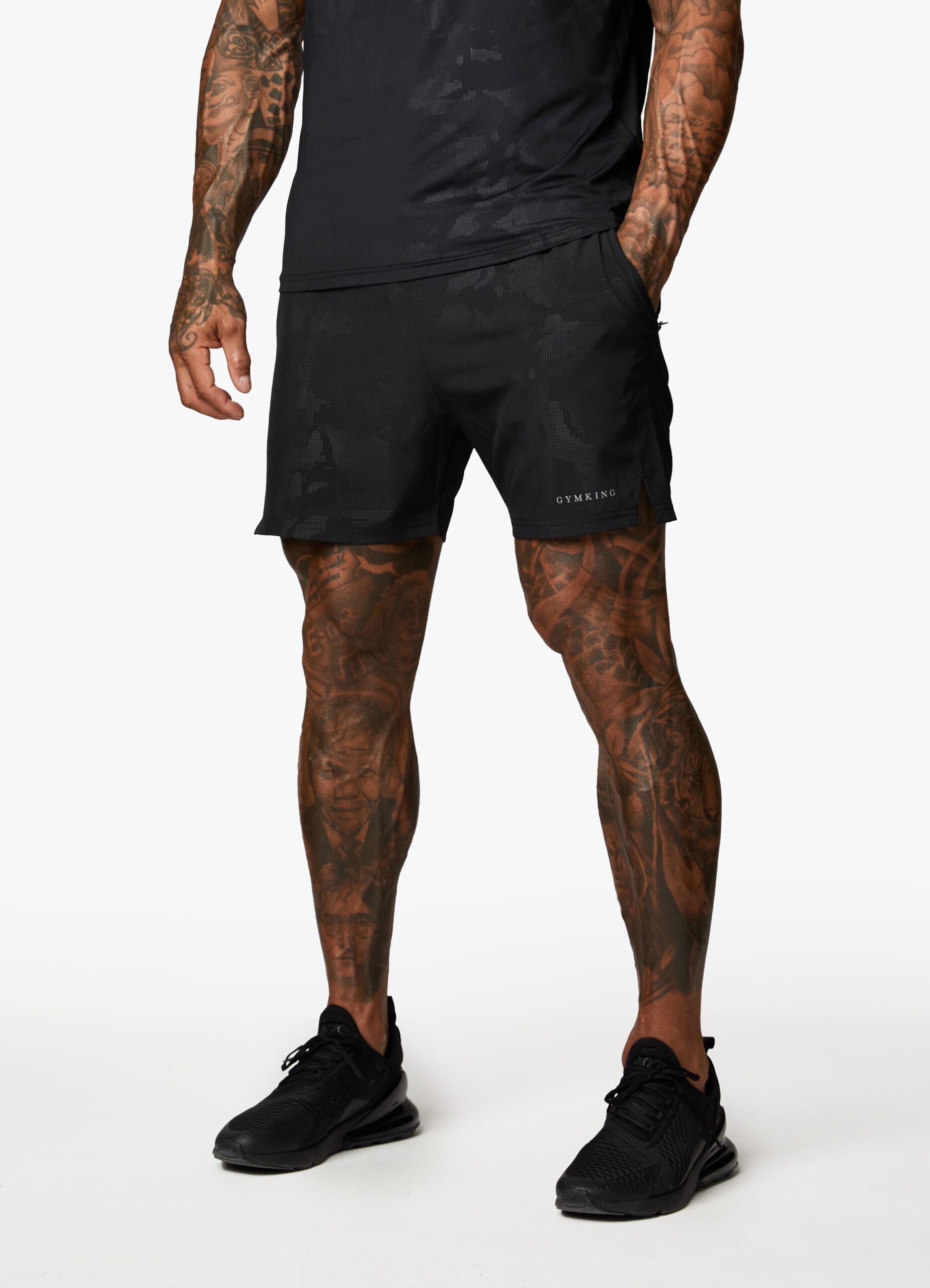 Gym King Debossed Camo Short 5" - Black Xs