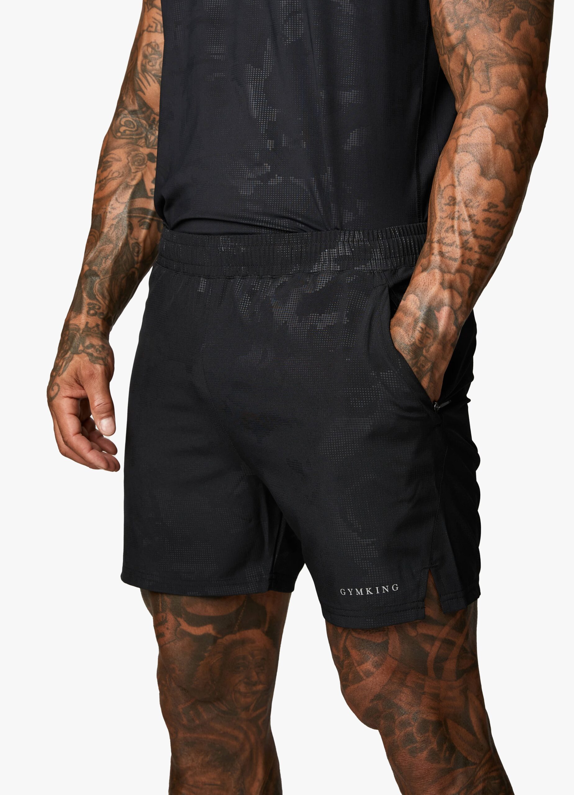 Gym King Debossed Camo Short 5" - Black Xs