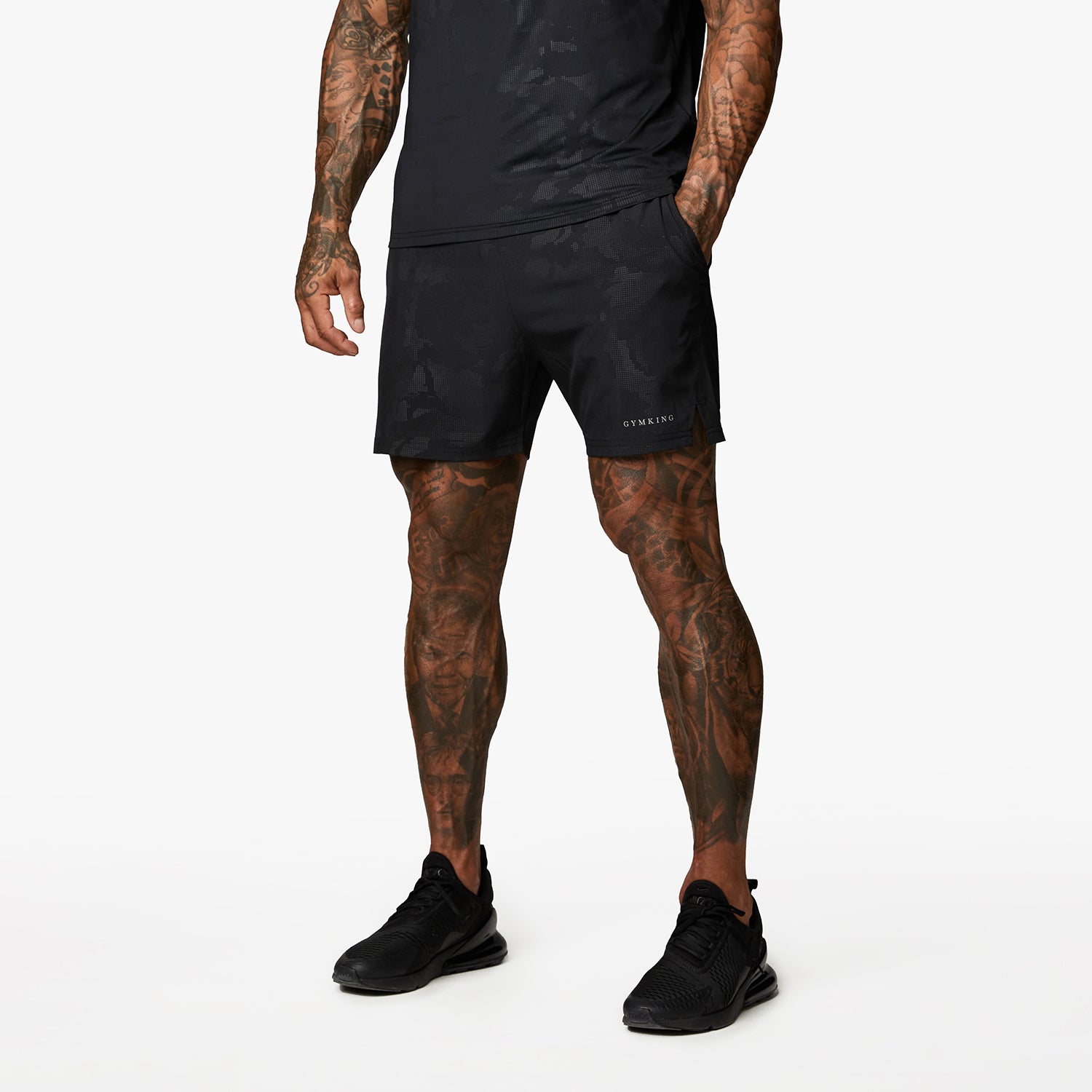 Gym King Debossed Camo Short 5" - Black Xs