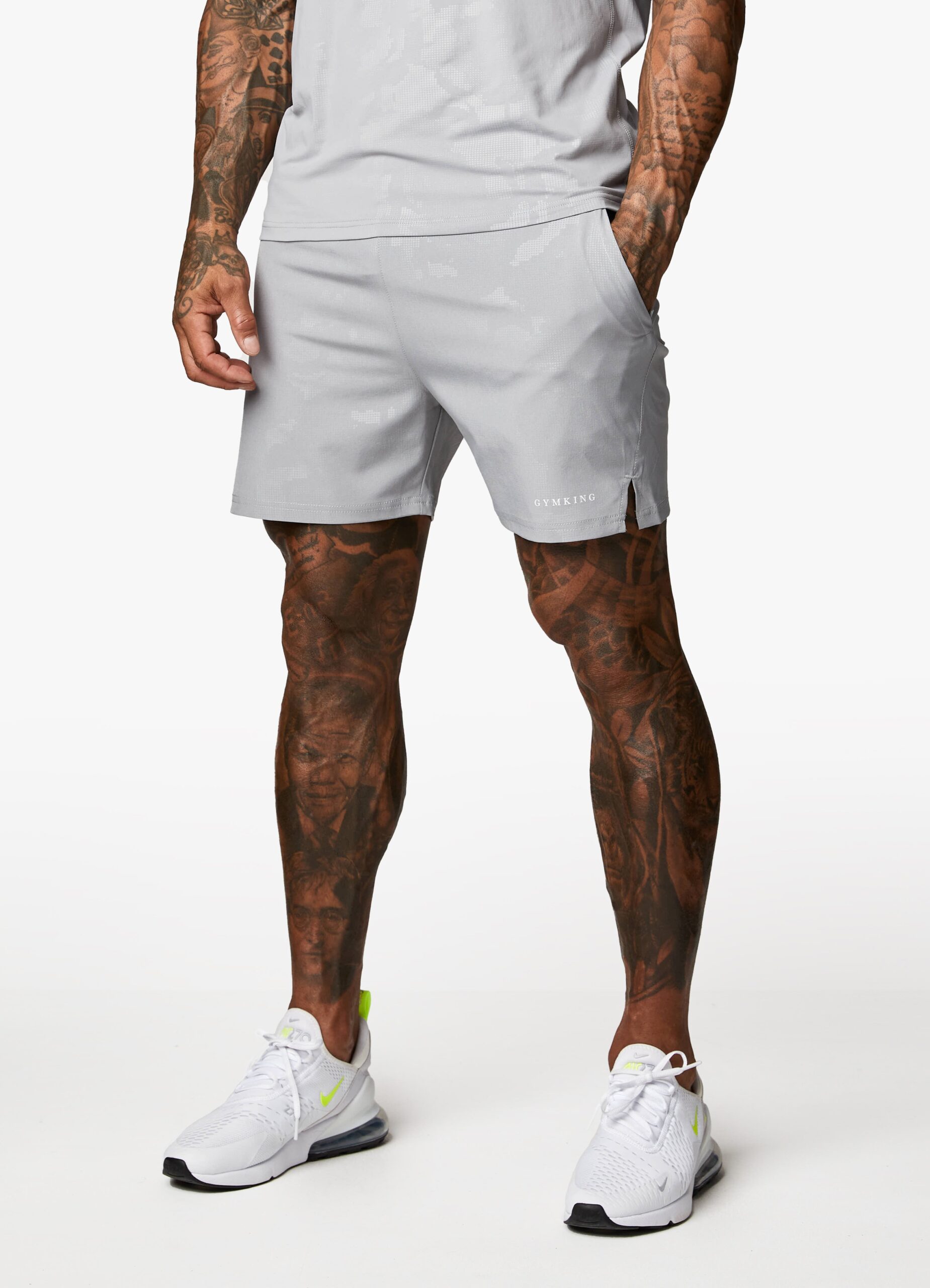 Gym King Debossed Camo Short 5" - Cloudy Grey Xs