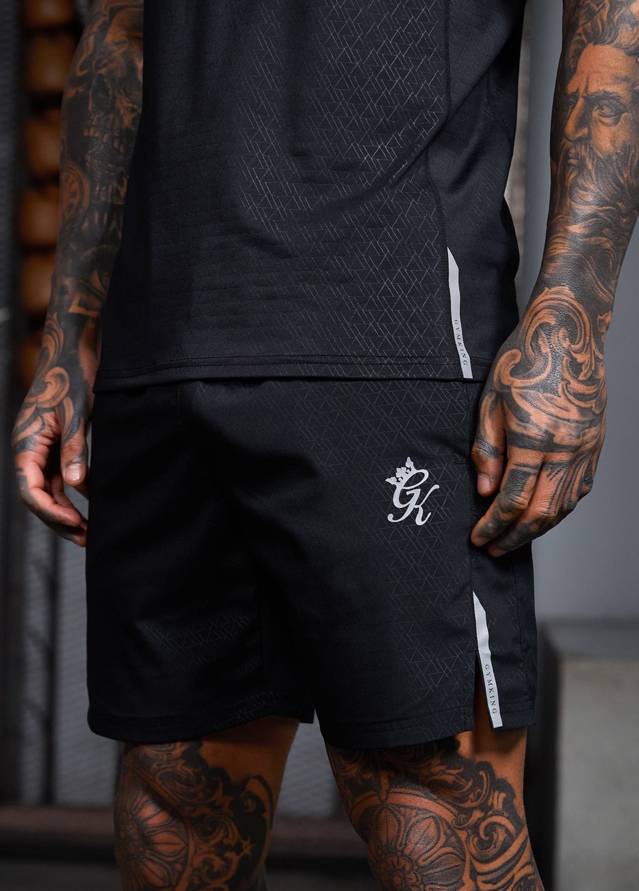 Gym King Debossed Energy Short - 6" - Black AOP Xs