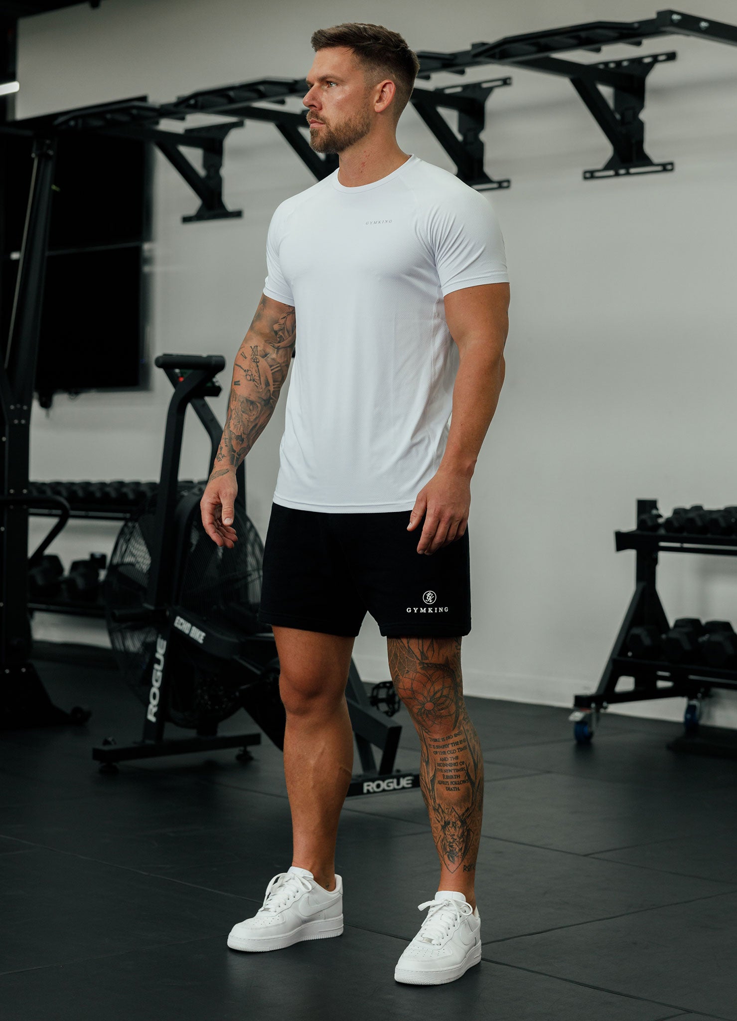 Gym King Energy Linear Tee - White Xs