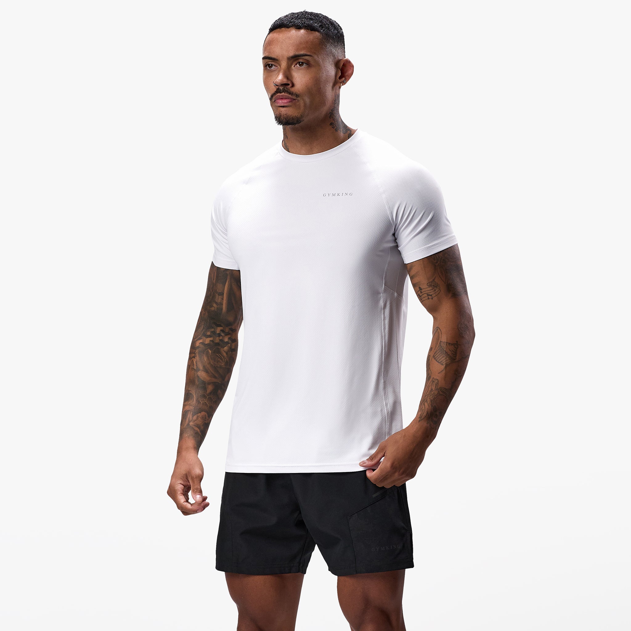 Gym King Energy Linear Tee - White Xs