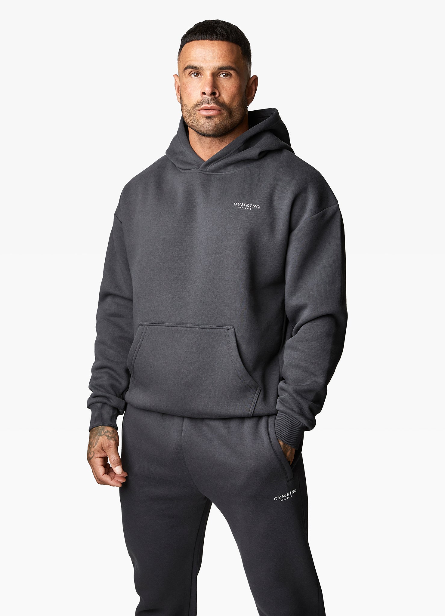 Gym King Established Hood - Dark Pewter Xl