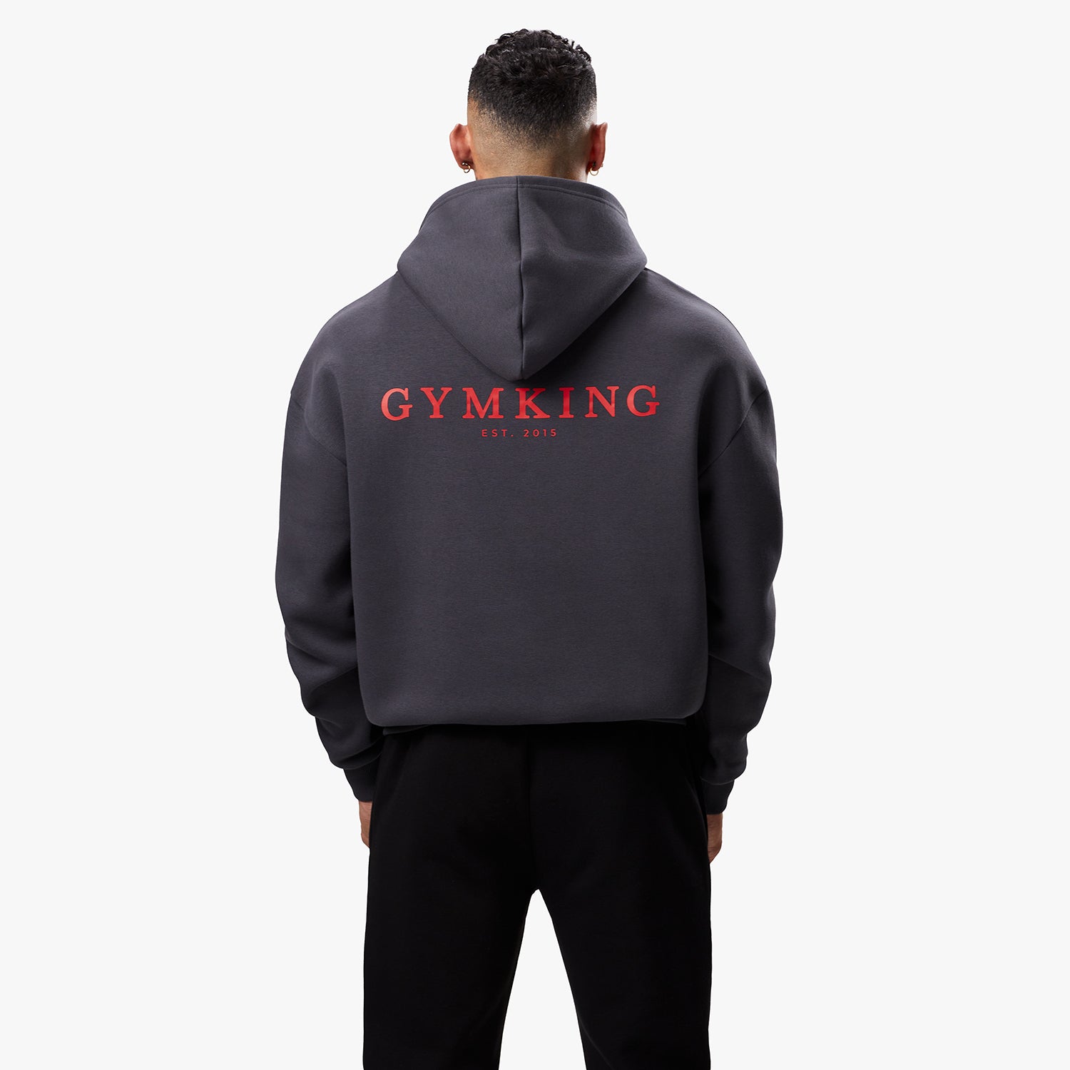 Gym King Established Hood - Dark Pewter/Red Xs