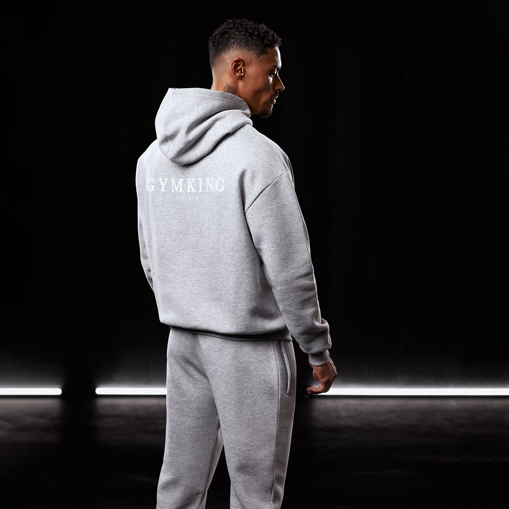 Gym King Established Hood - Light Grey Marl Xs