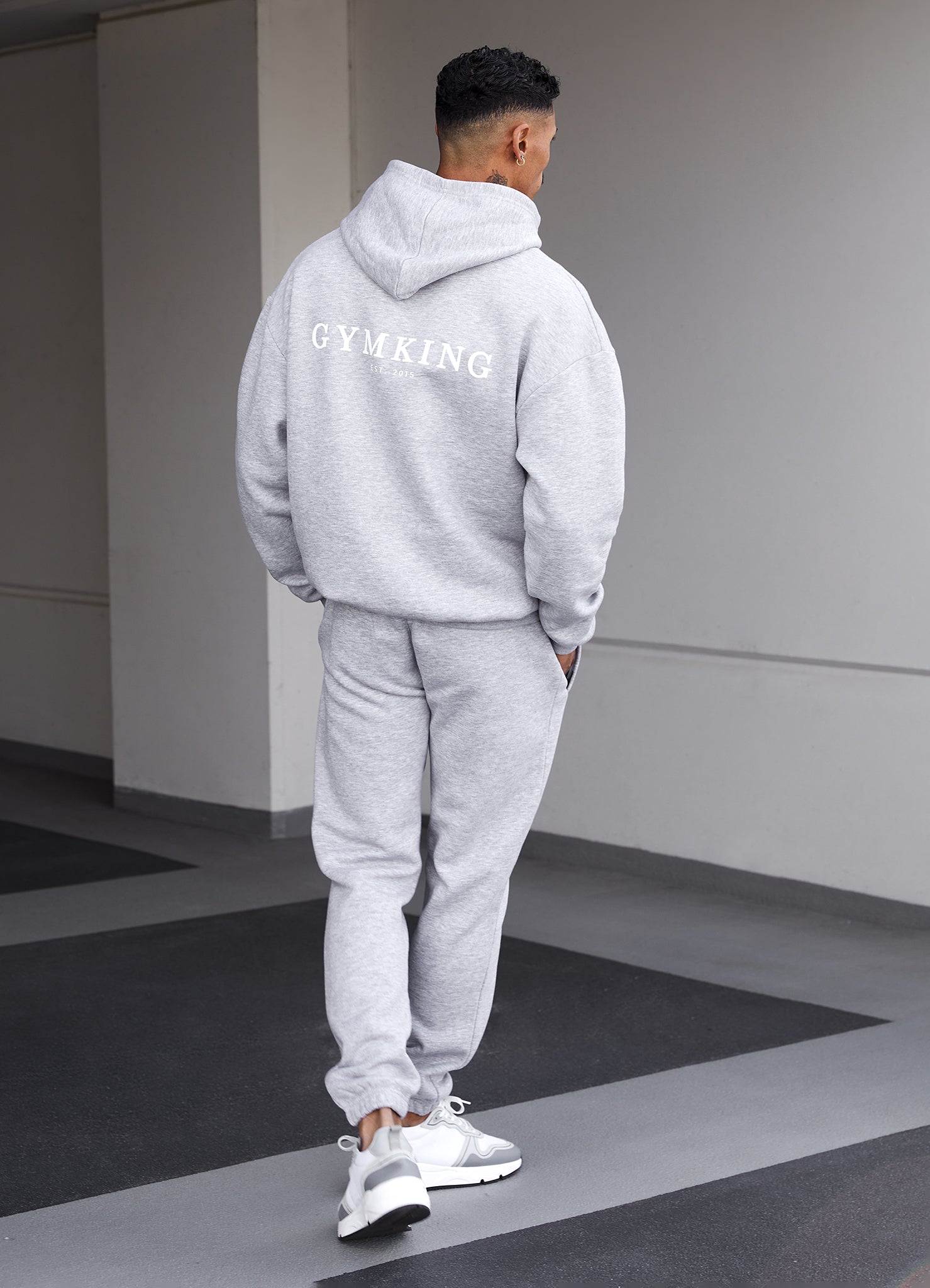 Gym King Established Hood - Light Grey Marl Xs