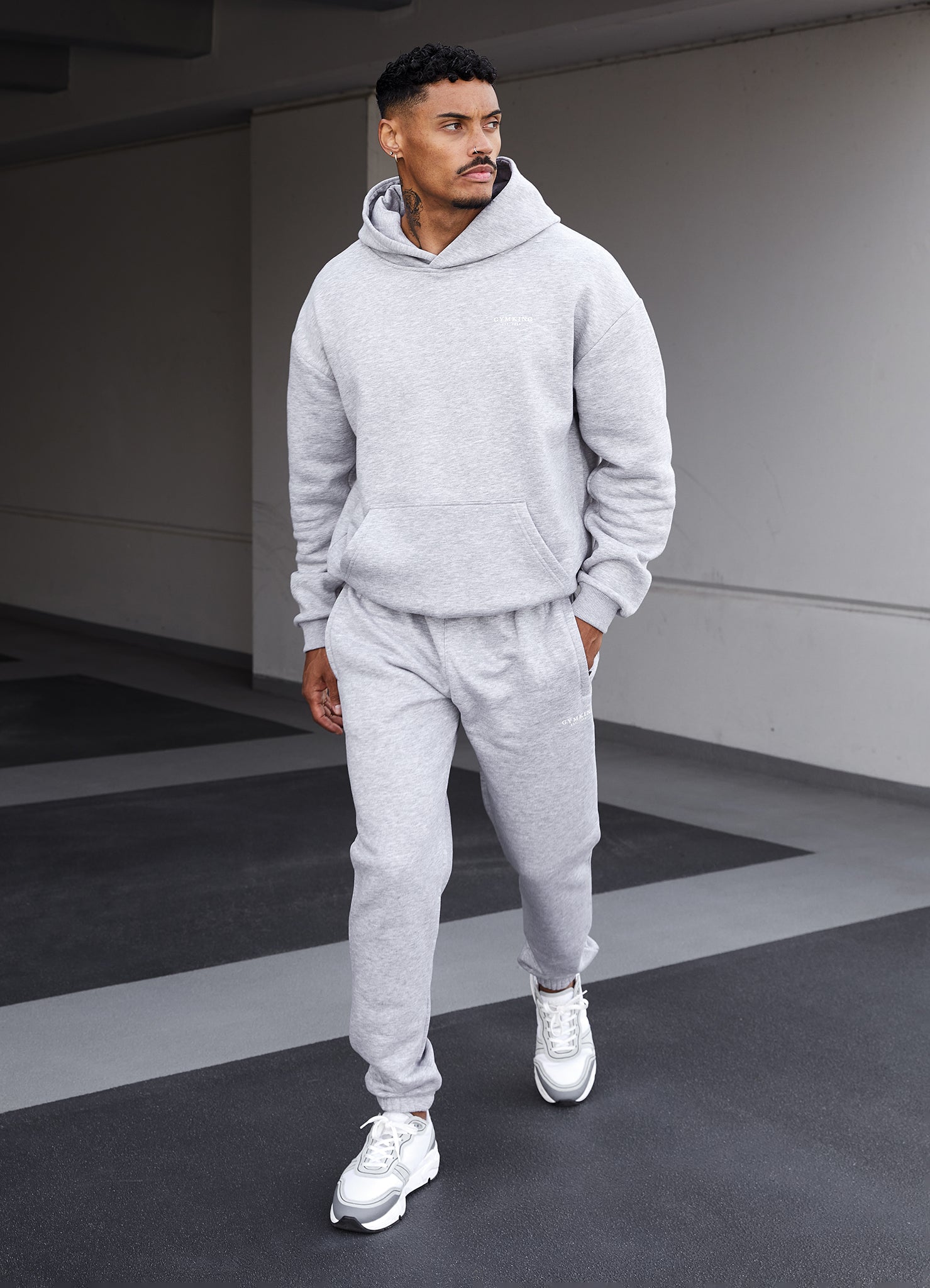 Gym King Established Hood - Light Grey Marl Xs