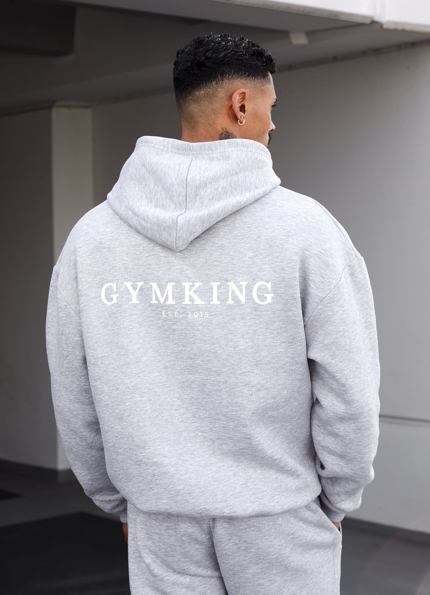 Gym King Established Hood - Light Grey Marl Xs