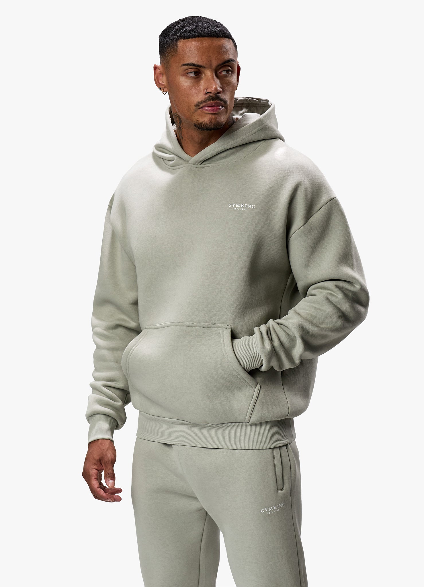 Gym King Established Hood - Sage Grey Xs