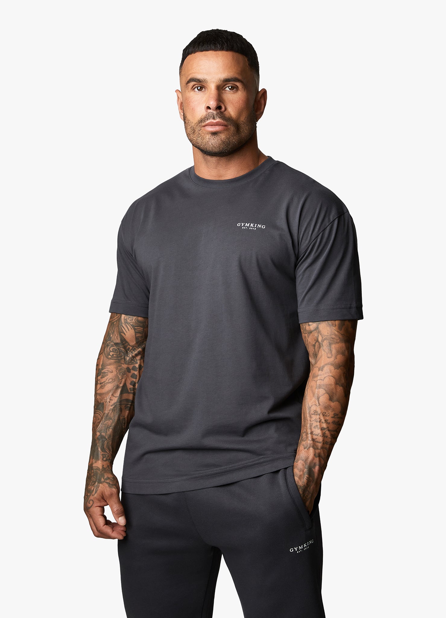 Gym King Established Tee - Dark Pewter S