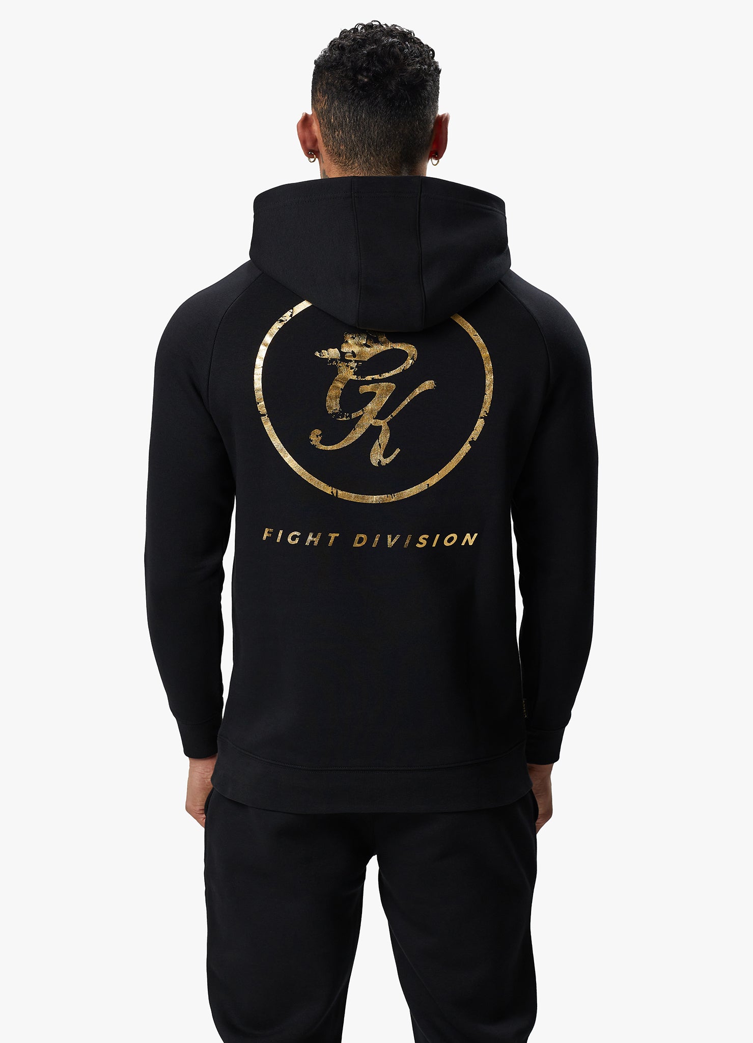 Gym King Fight Division Hood - Black/Gold Xs