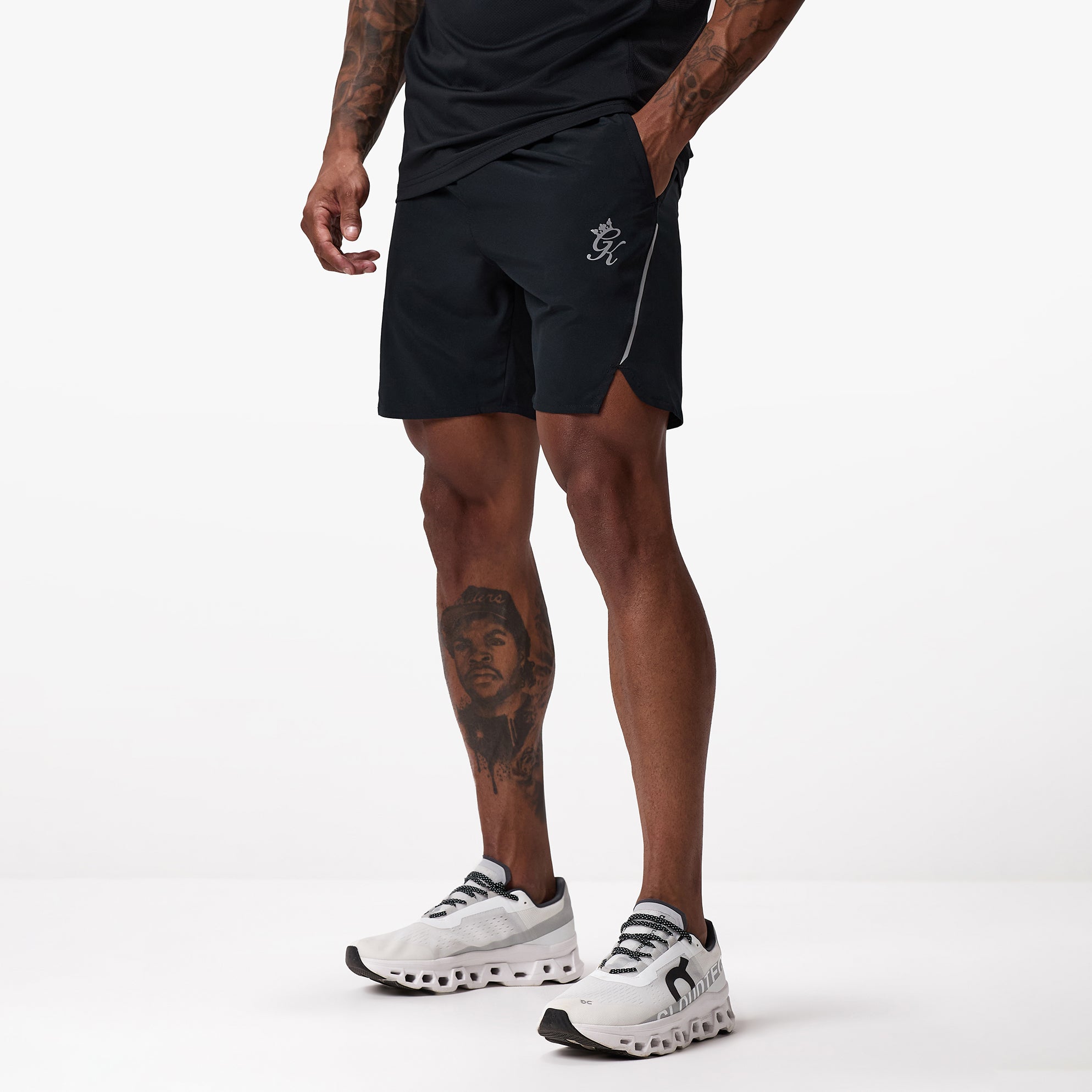 Gym King Flex 6" Short - Black/Silver Xs