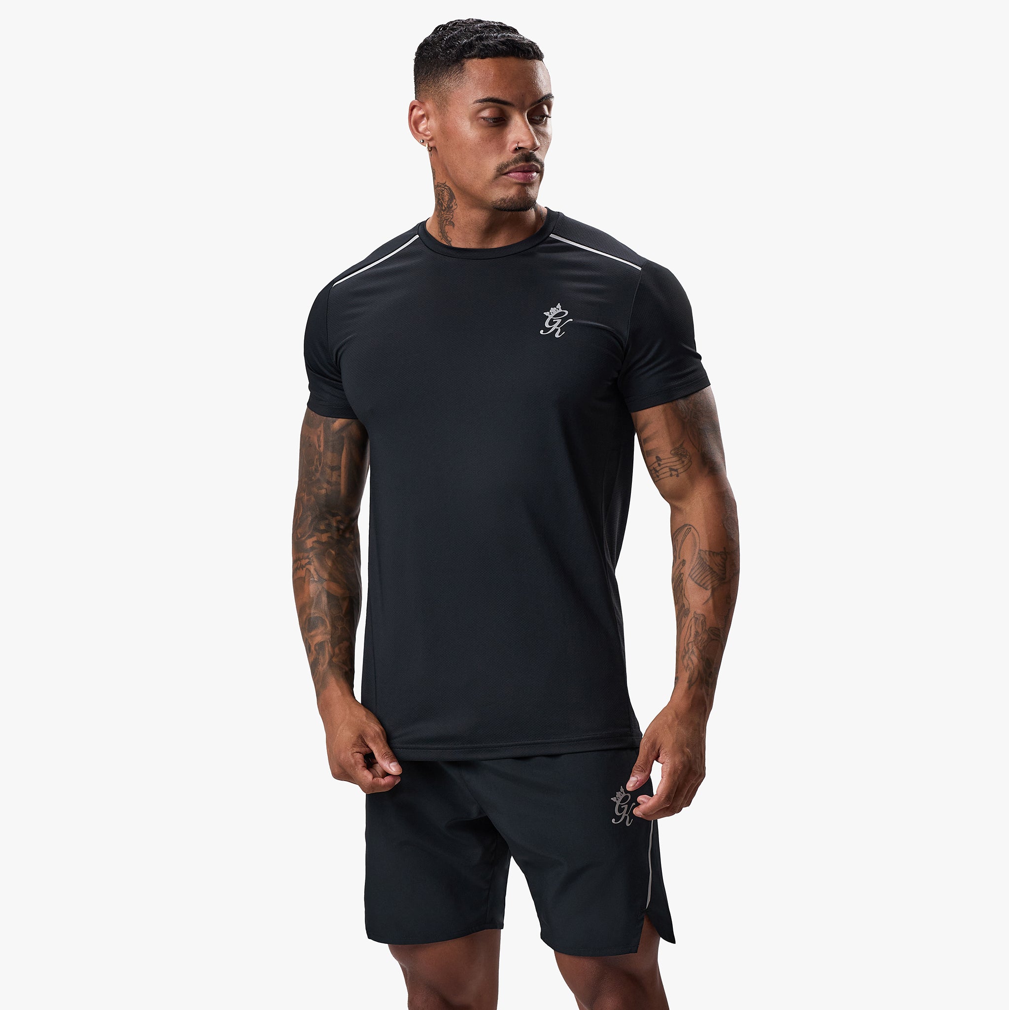 Gym King Flex Tee - Black/Silver Xs