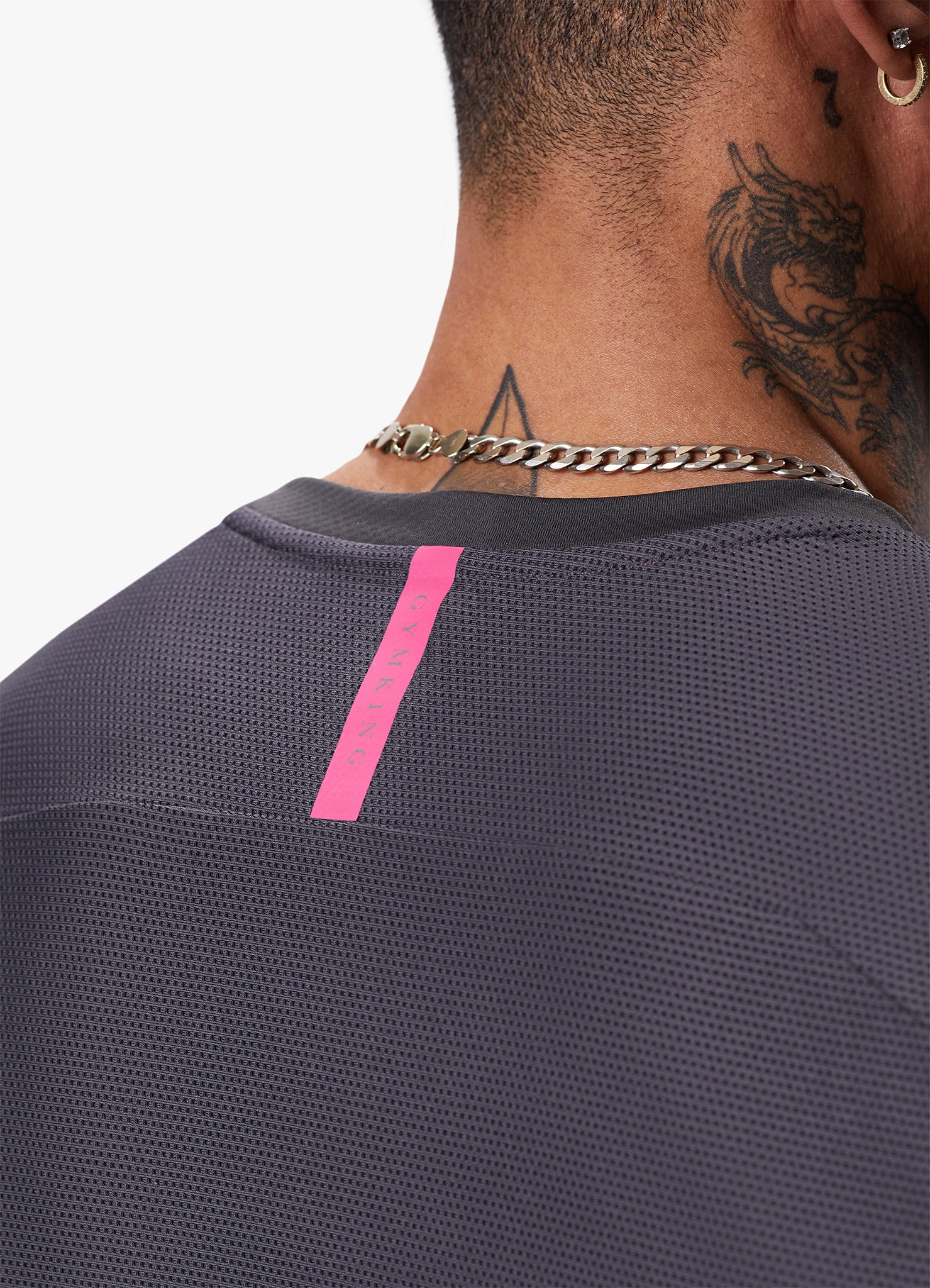 Gym King Flex Tee - Graphite/Fuchsia Xs