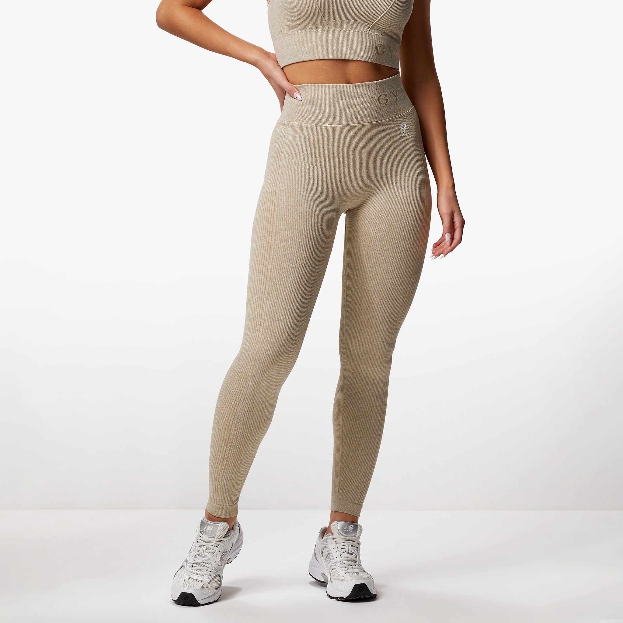 Gym King Formation Rib Legging - Oatmeal Marl 6-8