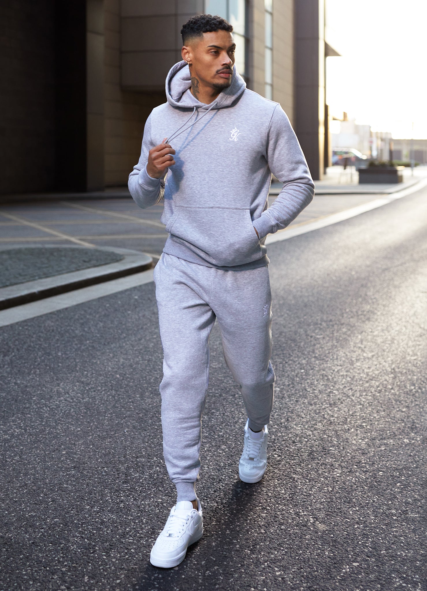 Gym King Fundamental Fleece Hood - Grey Marl Xs