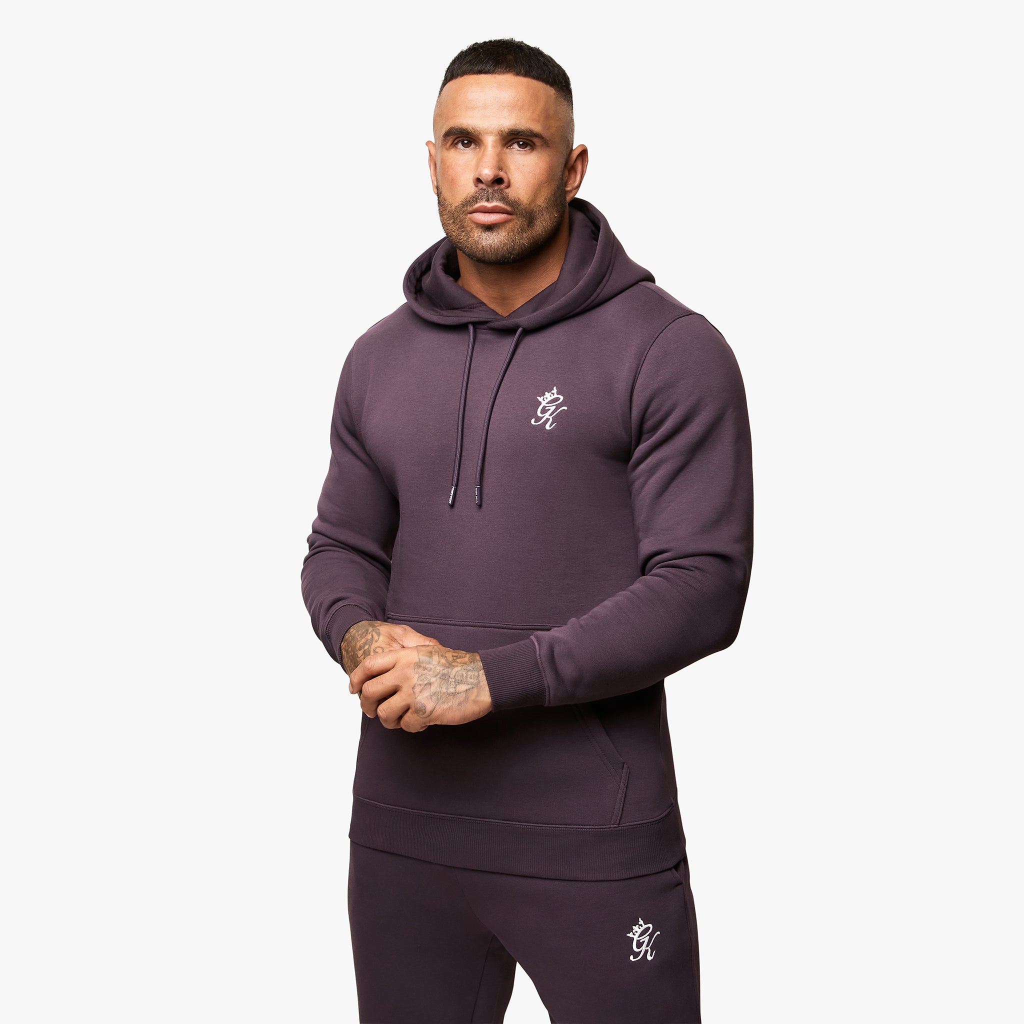 Gym King Fundamental Fleece Hood - Plum Xs