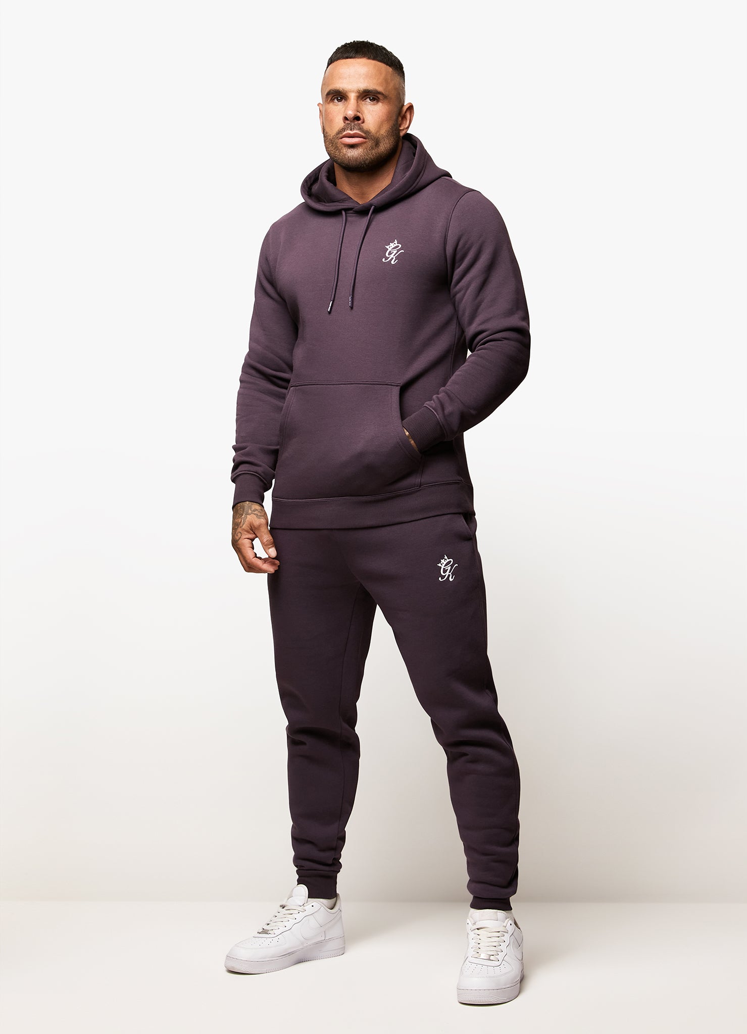 Gym King Fundamental Fleece Hood - Plum Xs