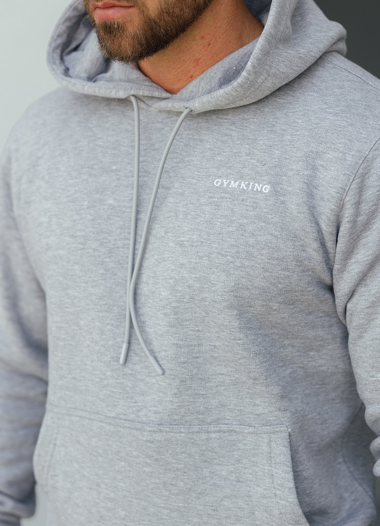 Gym King Linear Fundamental Hood - Grey Marl Xs