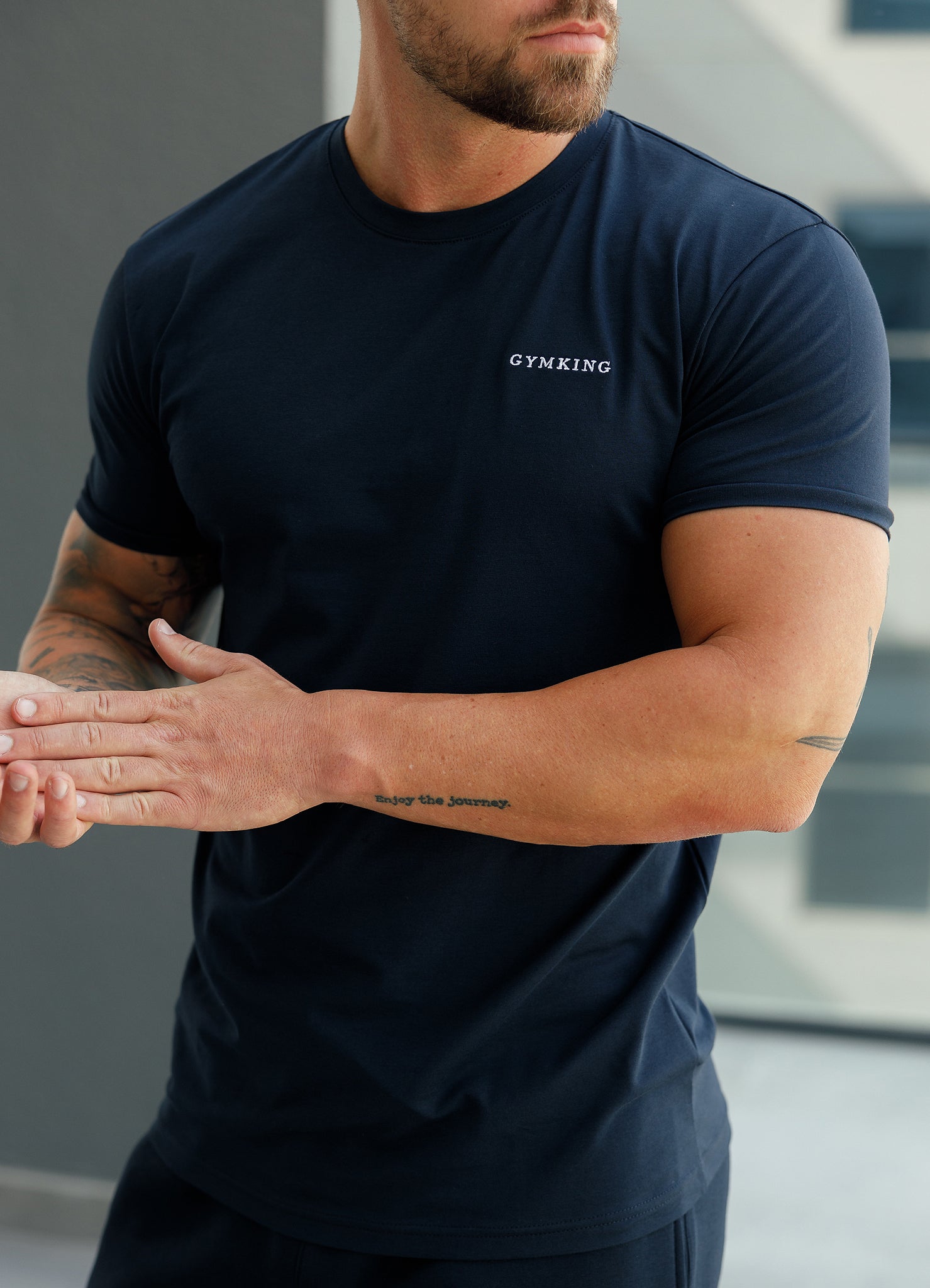 Gym King Linear Fundamental Tee - Navy Xs