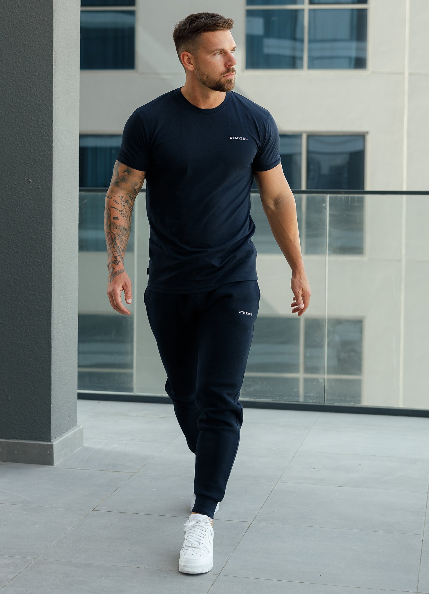 Gym King Linear Fundamental Tee - Navy Xs