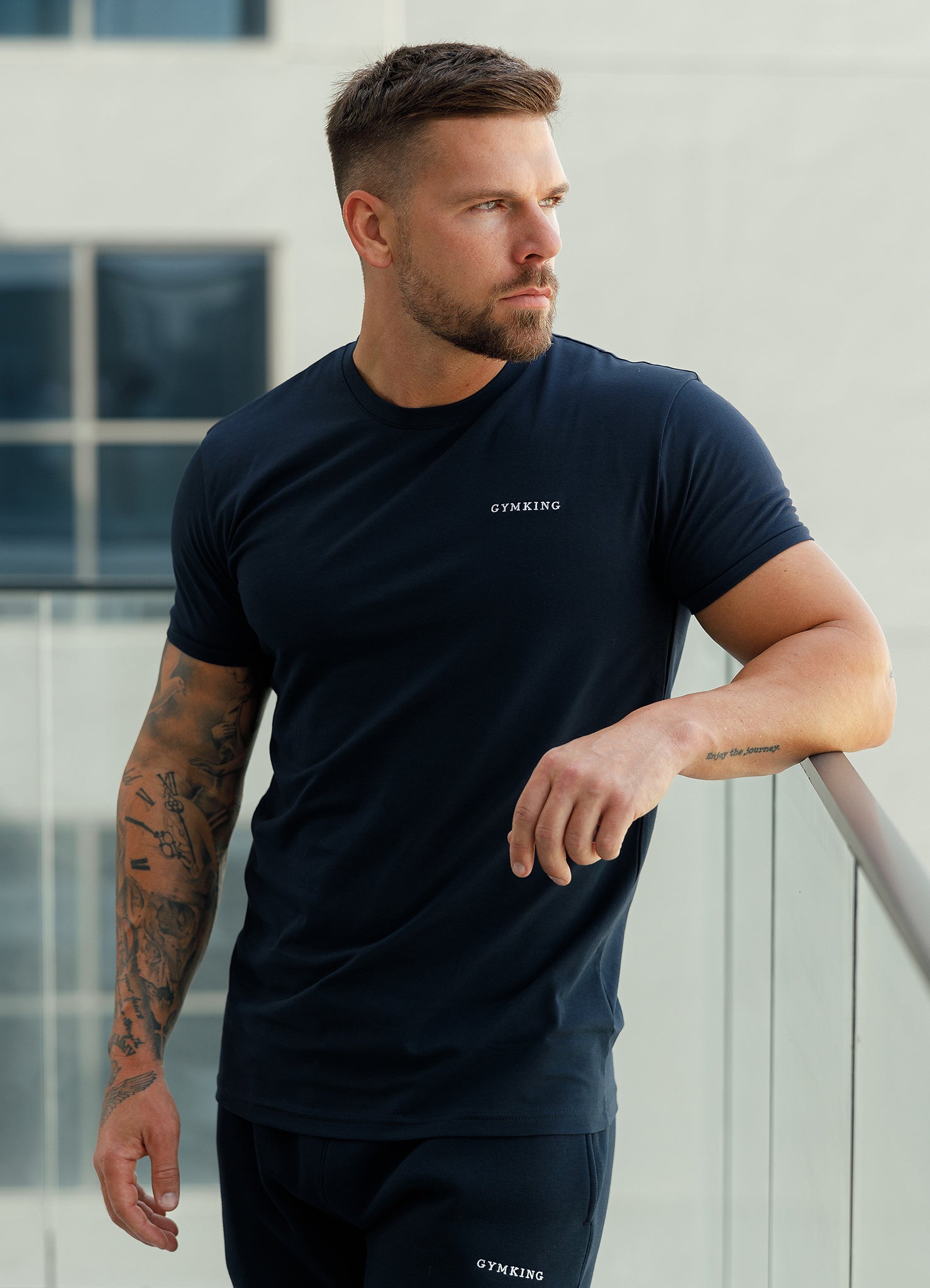 Gym King Linear Fundamental Tee - Navy Xs