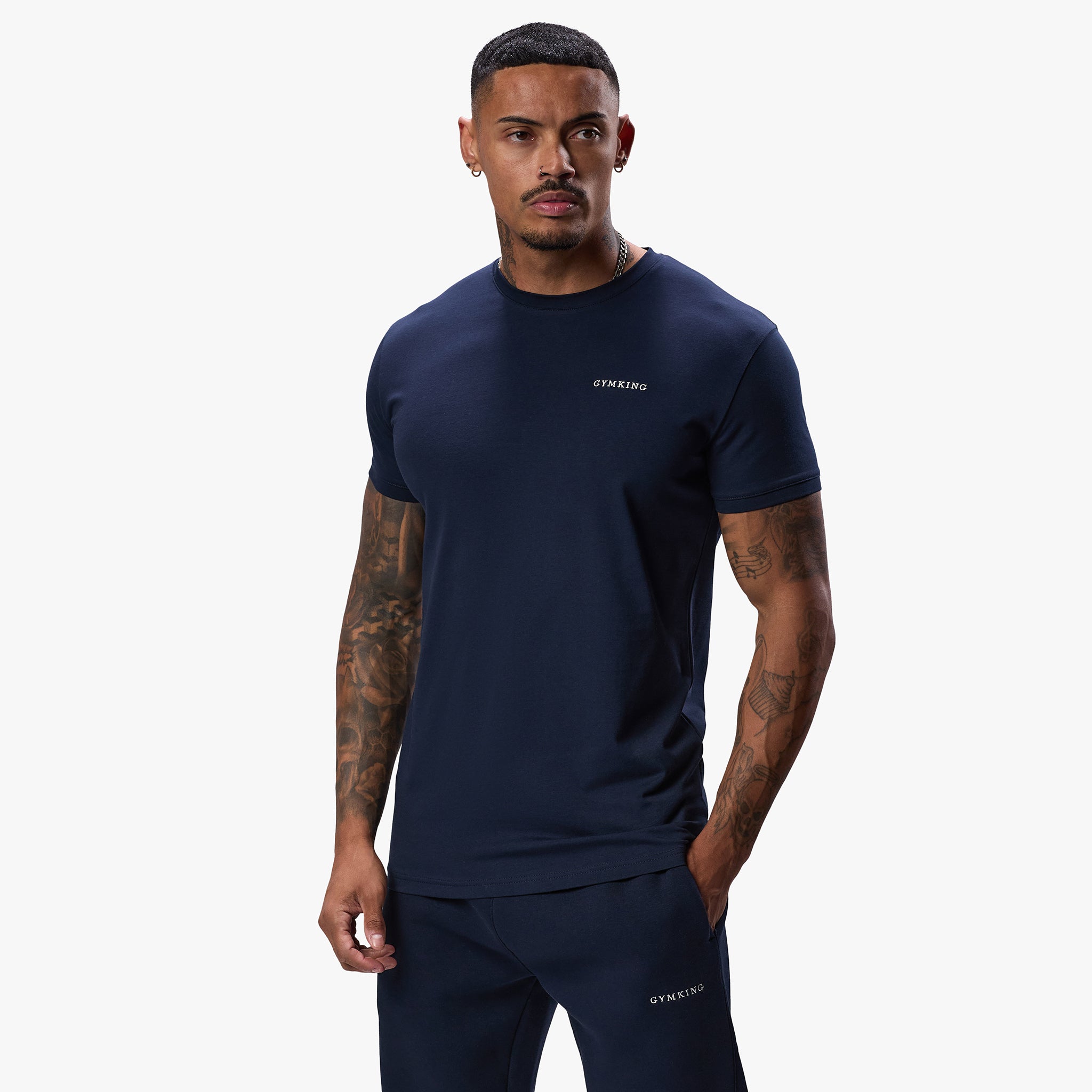 Gym King Linear Fundamental Tee - Navy Xs