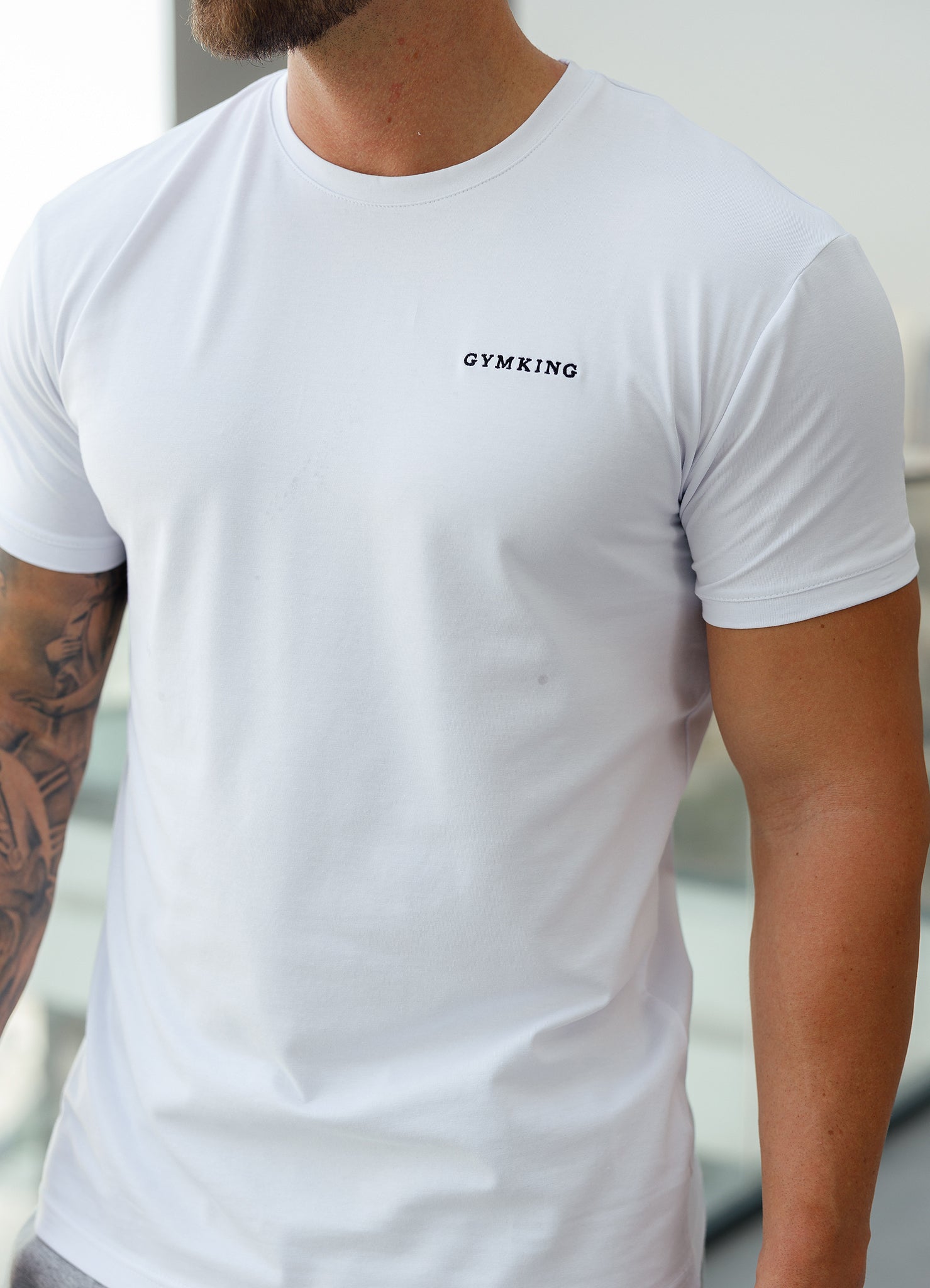 Gym King Linear Fundamental Tee - White S