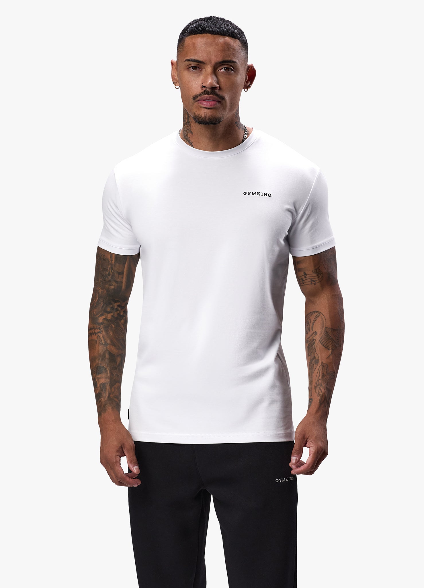 Gym King Linear Fundamental Tee - White S