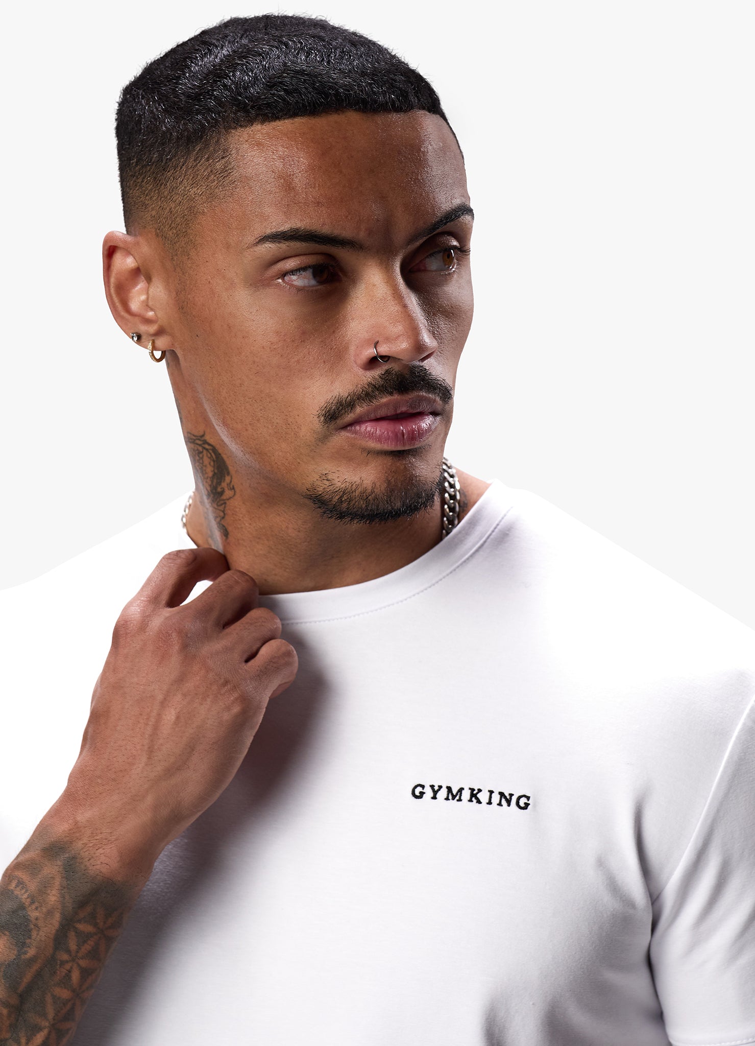 Gym King Linear Fundamental Tee - White S